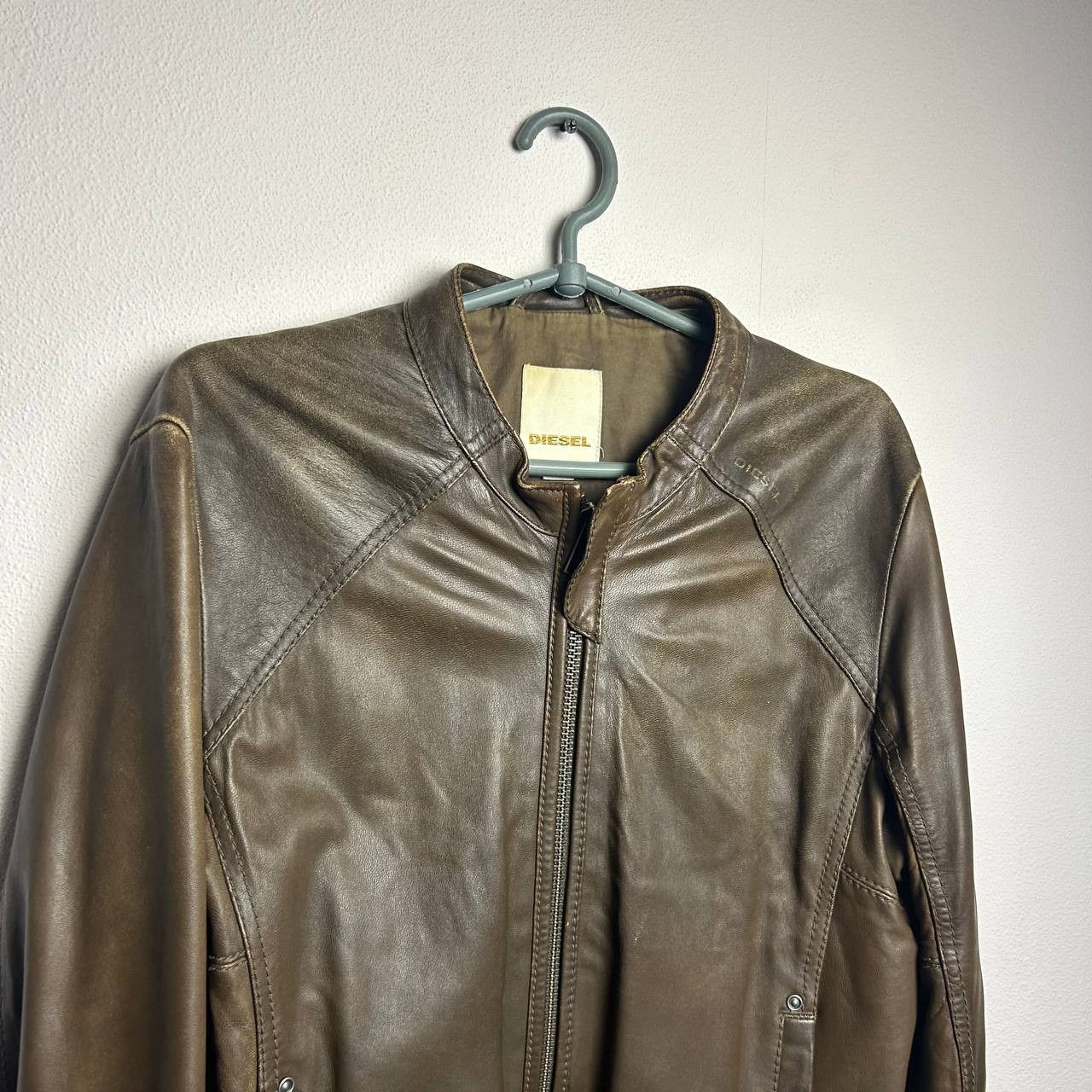 Diesel Vintage Diesel Leather Small logo brown streetwear jacket Size US M / EU 48-50 / 2 - 2 Thumbnail
