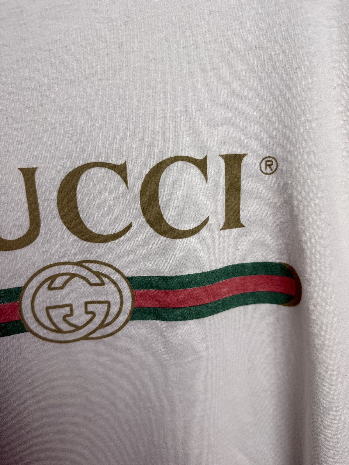 Gucci Gucci Big Logo White Tee Embroidered Flower Size US S / EU 44-46 / 1 - 6 Thumbnail