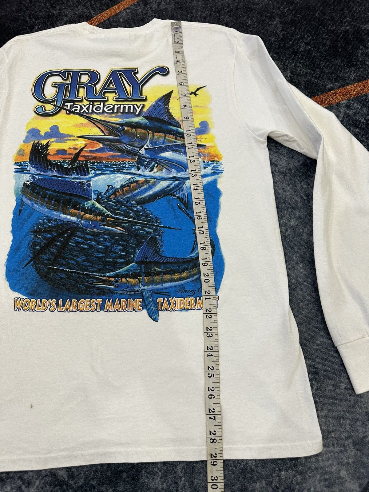 Vintage Vintage Gray Taxidermy Overprint Longsleeve Tshirt A98 Size US M / EU 48-50 / 2 - 7 Thumbnail