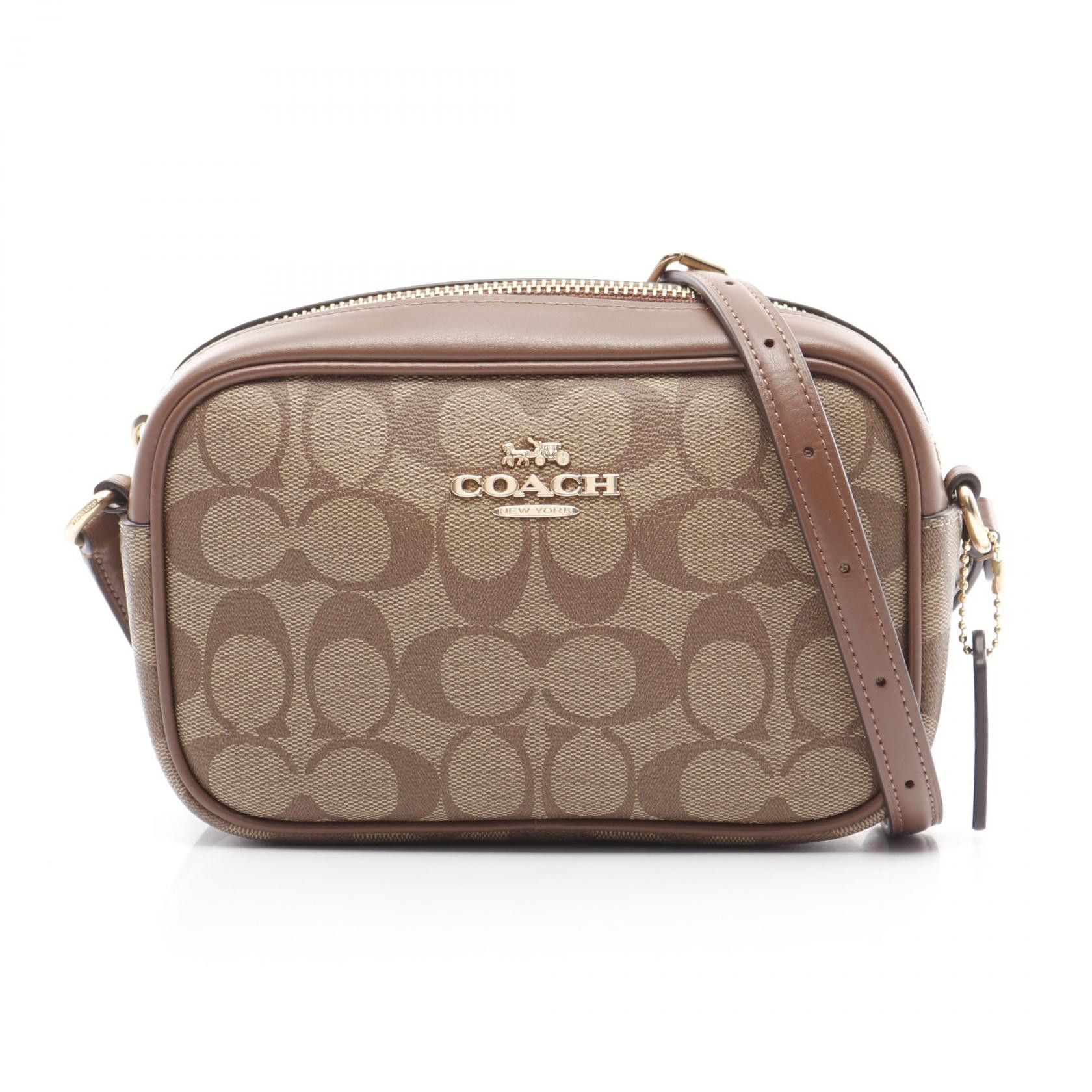 Coach Coach Mini Jamie Signature Coated Canvas Shoulder Bag Canvas Shoulder Bag Cq874 in Beige, Women's