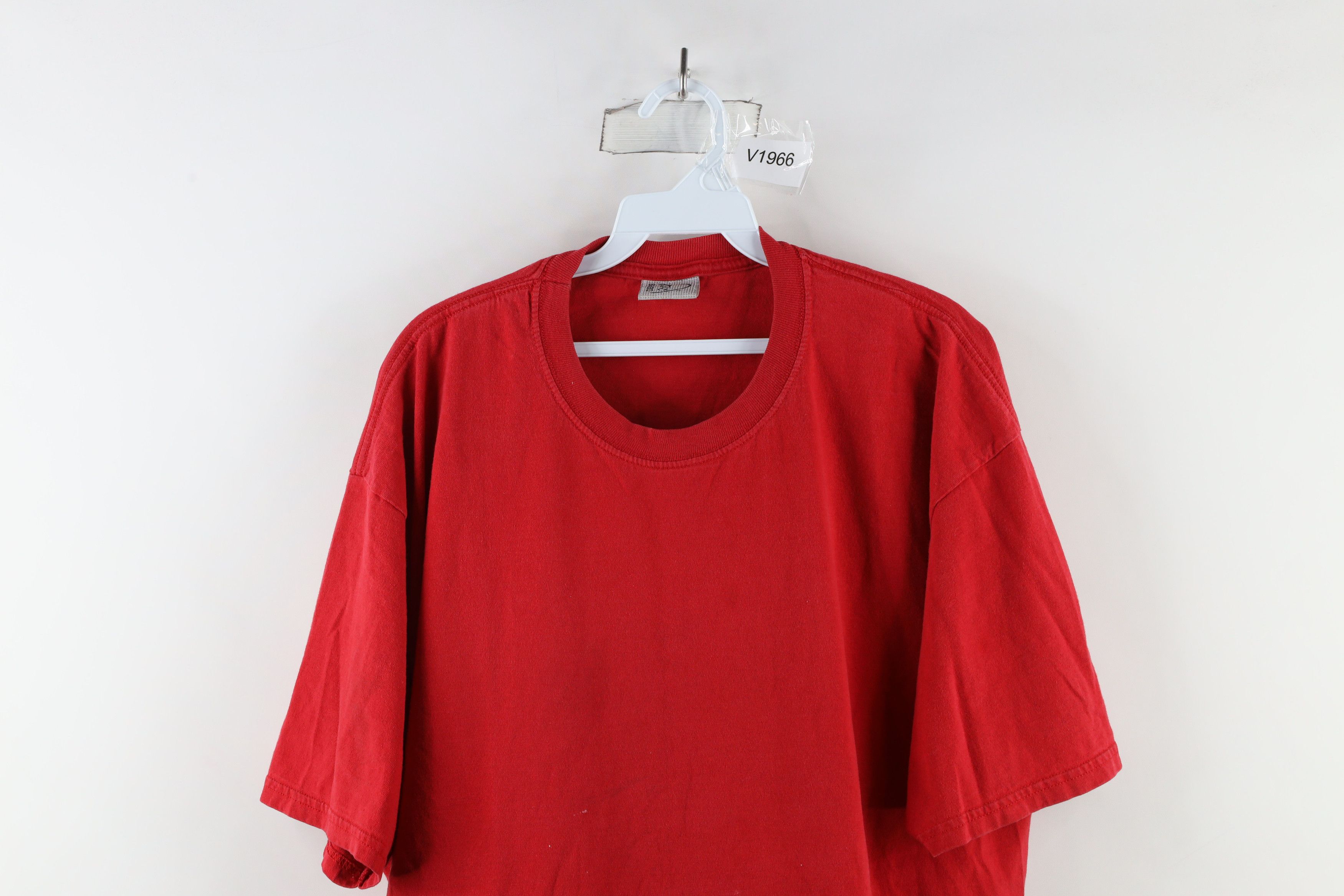 Vintage Vintage 90s Streetwear Blank Baggy Fit Cotton T-Shirt Red Size US XL / EU 56 / 4 - 2 Thumbnail
