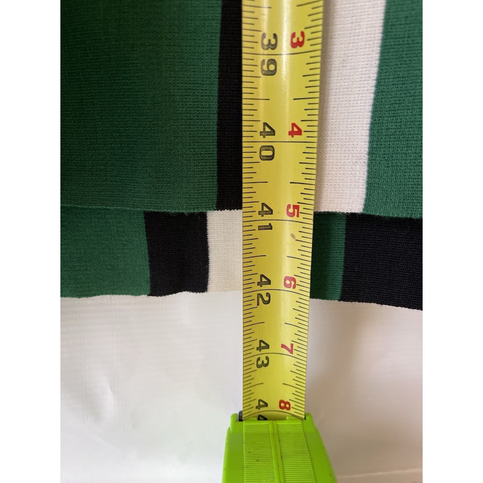 St. John ST. JOHN Black Label Green White Stripe Dress 10 Wool Blend Size L / US 10 / IT 46 - 7 Thumbnail