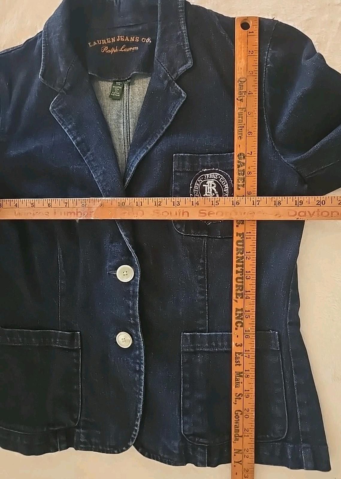 Lauren Ralph Lauren VTG Ralph Lauren Blazer Jacket Denim Dark Wash Crescent Size L / US 10 / IT 46 - 6 Thumbnail