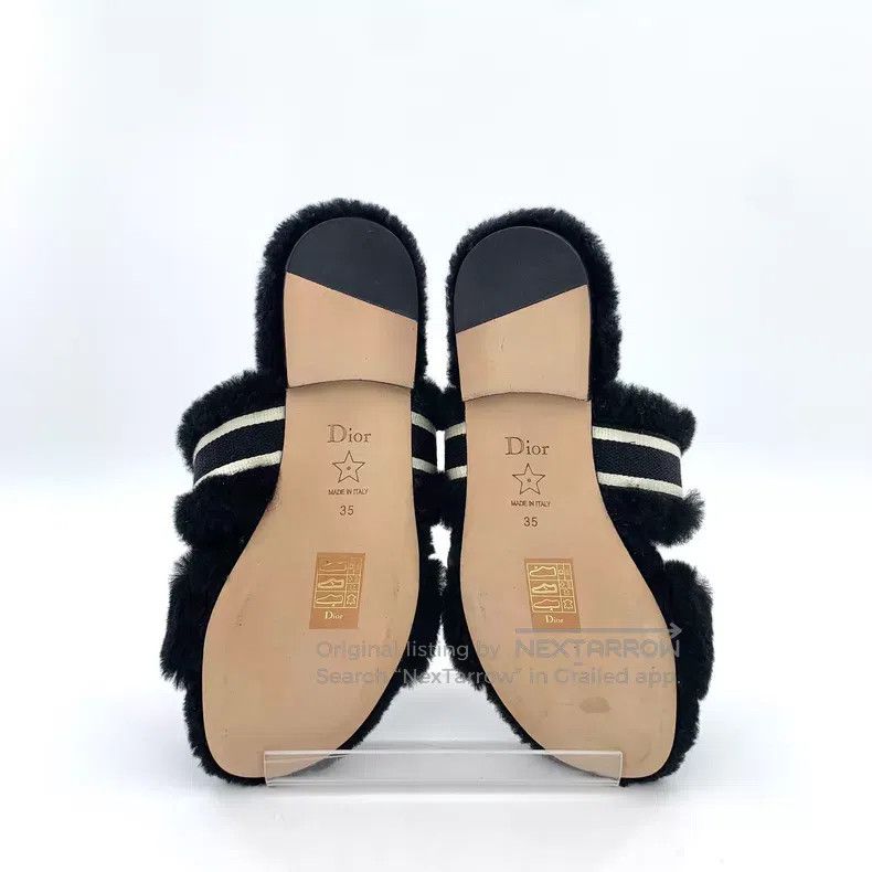 Dior Dior 22 Chez Moi Black Wool Casual Flat Plush Slippers Size US 4.5 / IT 34.5 - 5 Thumbnail