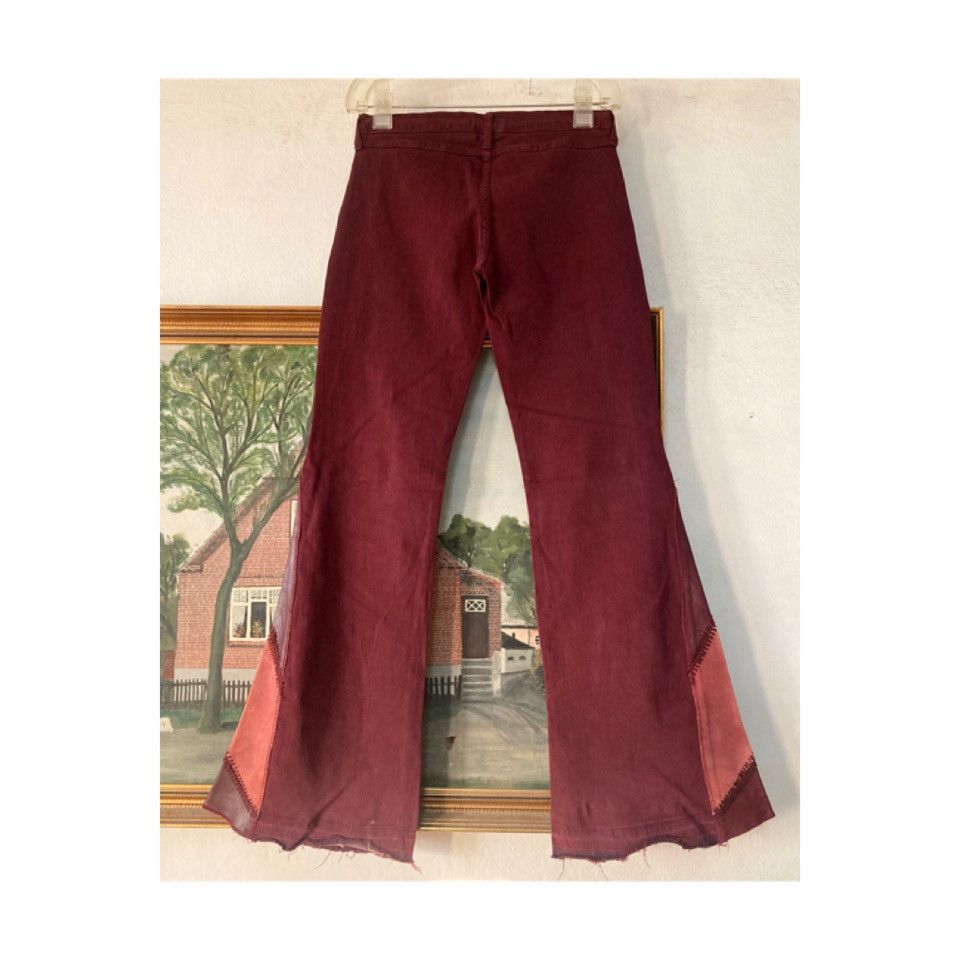 Bebe Vtg bebe Low Rise Flared Stretch Jean w/ Leather Patchwork Size 29" - 1 Thumbnail