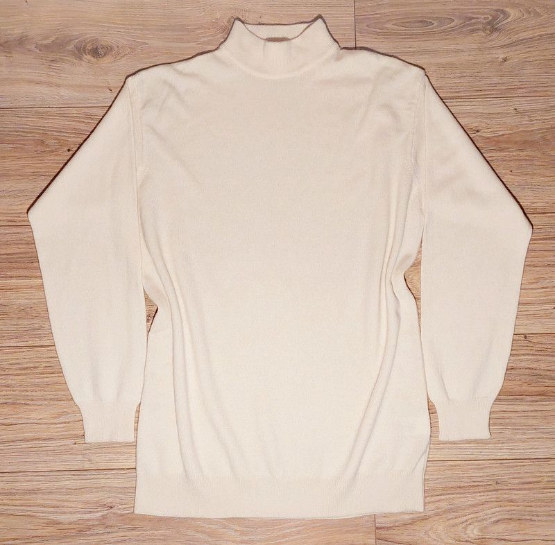 image of Vintage 100% Cashmere Sweater Turtleneck Ecru Cream Luxury Soft, Women's (Size Large)