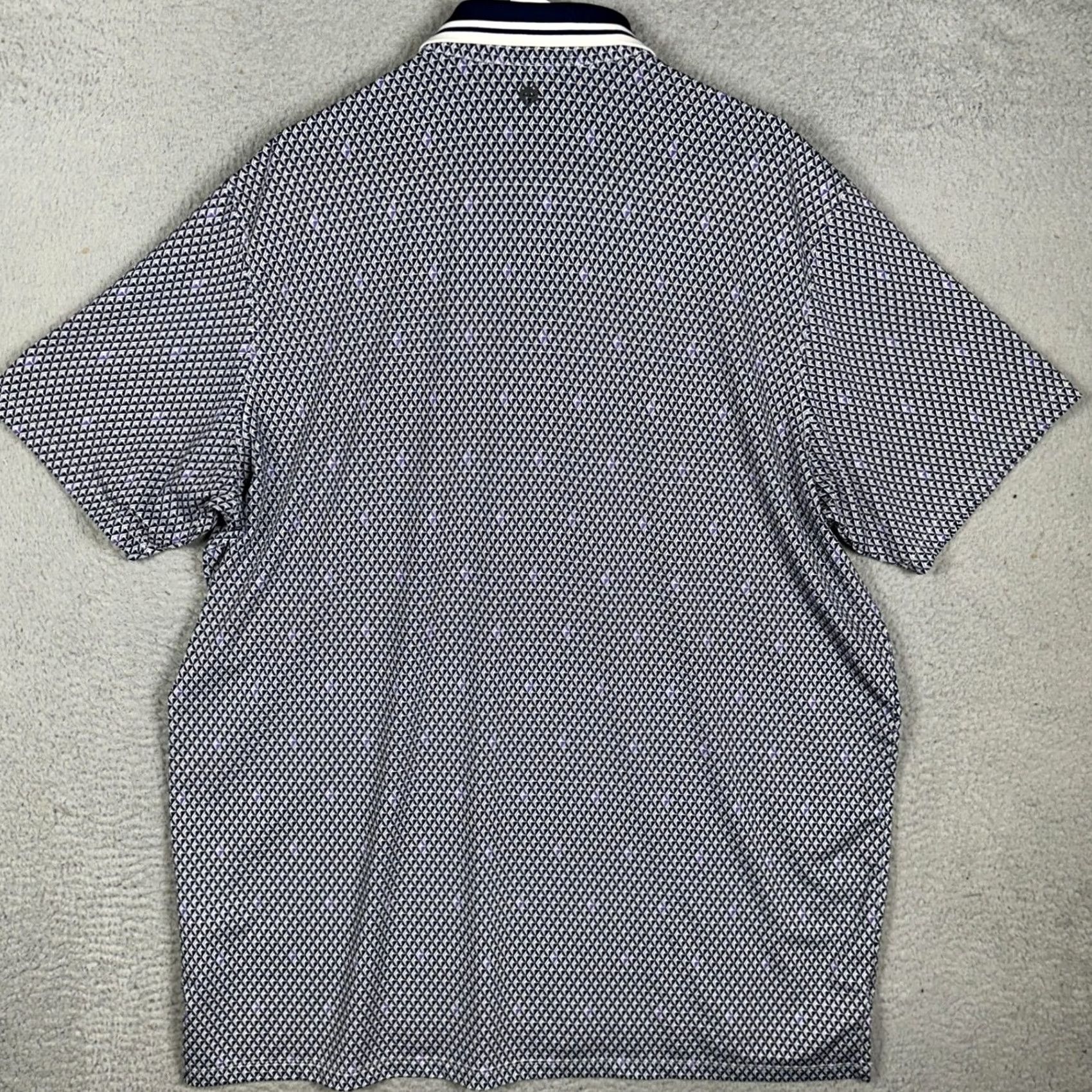 Vintage Greyson Polo Shirt Mens 2XL Navy White Geometric Golf Activewear Shirt Short Sleeve Button Collar Mens N Size US XXL / EU 58 / 5 - 3 Thumbnail