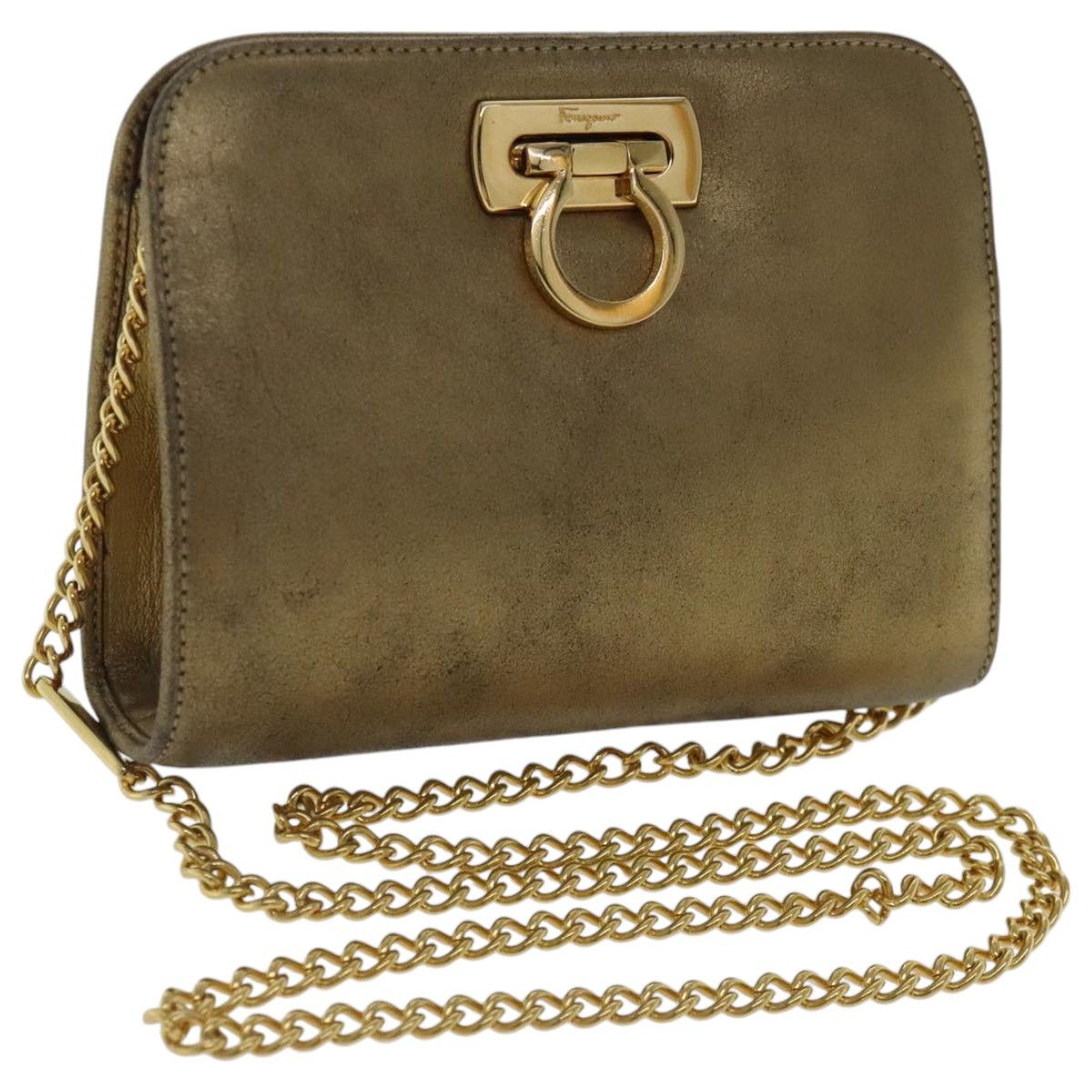 Salvatore Ferragamo Gancini Gold Leather Shoulder Bag (Pre-Owned) Size ONE SIZE - 1 Thumbnail