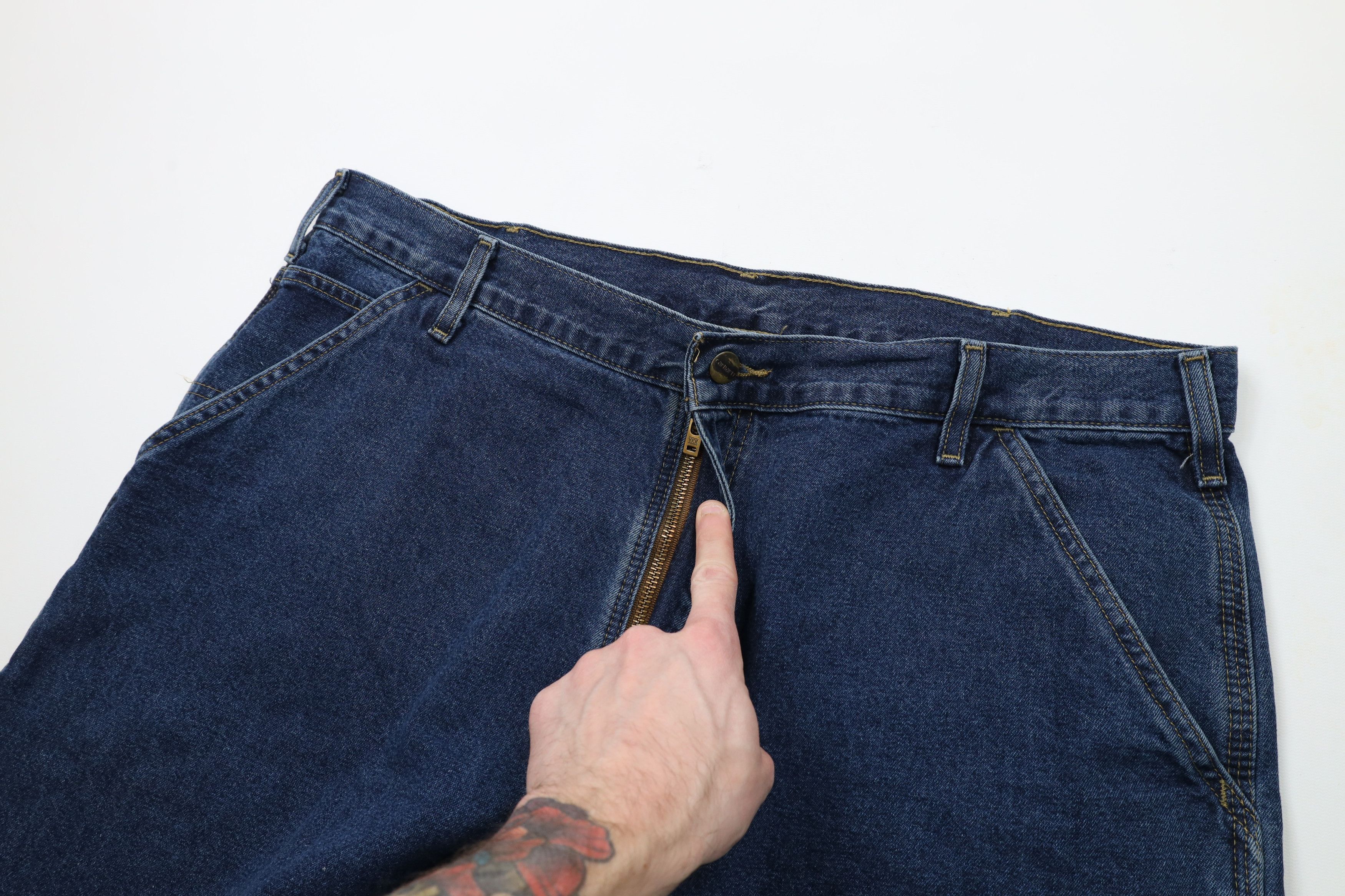 Carhartt × Vintage Vintage Carhartt Spell Out Wide Leg Dungaree Denim Jeans Size US 40 / EU 56 - 8 Thumbnail