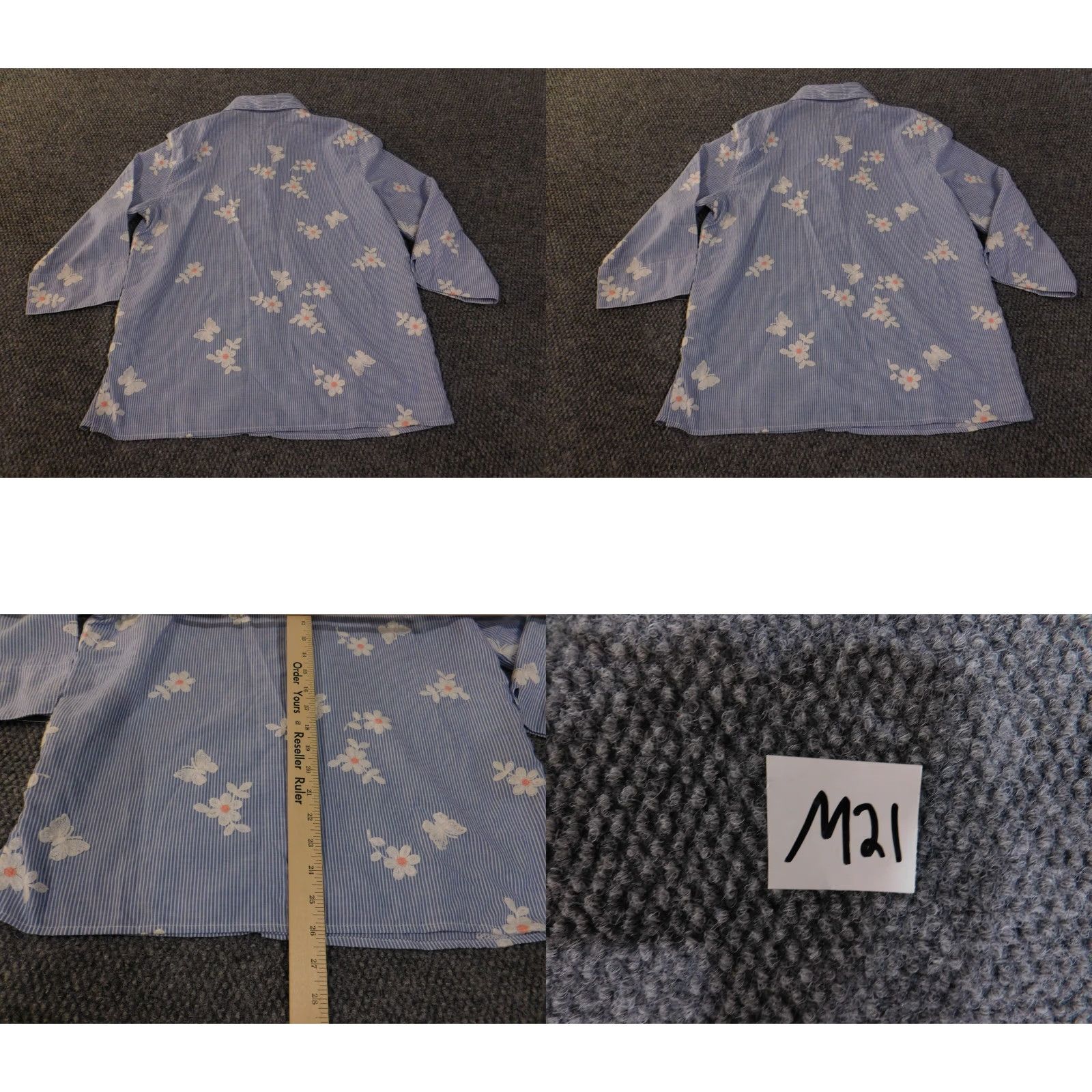 Vintage Alfred Dunner Button-Up Shirt Womens Small Blue Striped Embroidered Knit Polyester Spandex Long Sleeve Casual Size S / US 4 / IT 40 - 8 Thumbnail