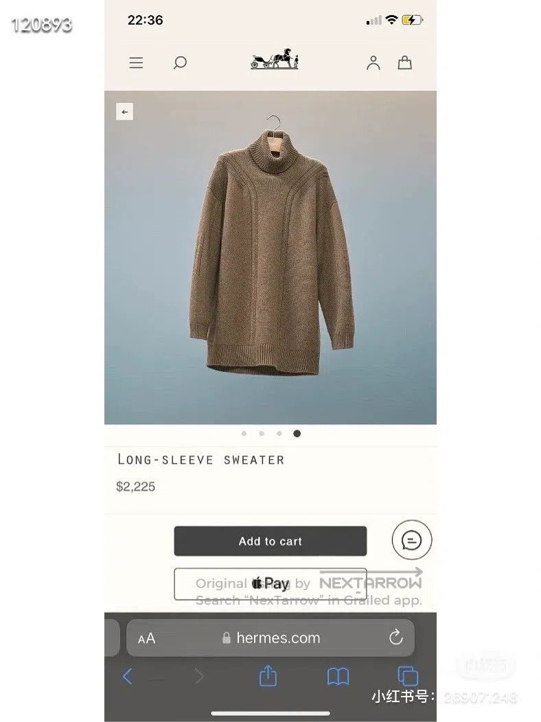 Hermes Hermes High-Neck Loose Long-Sleeve Sweater Size XS / US 0-2 / IT 36-38 - 7 Thumbnail