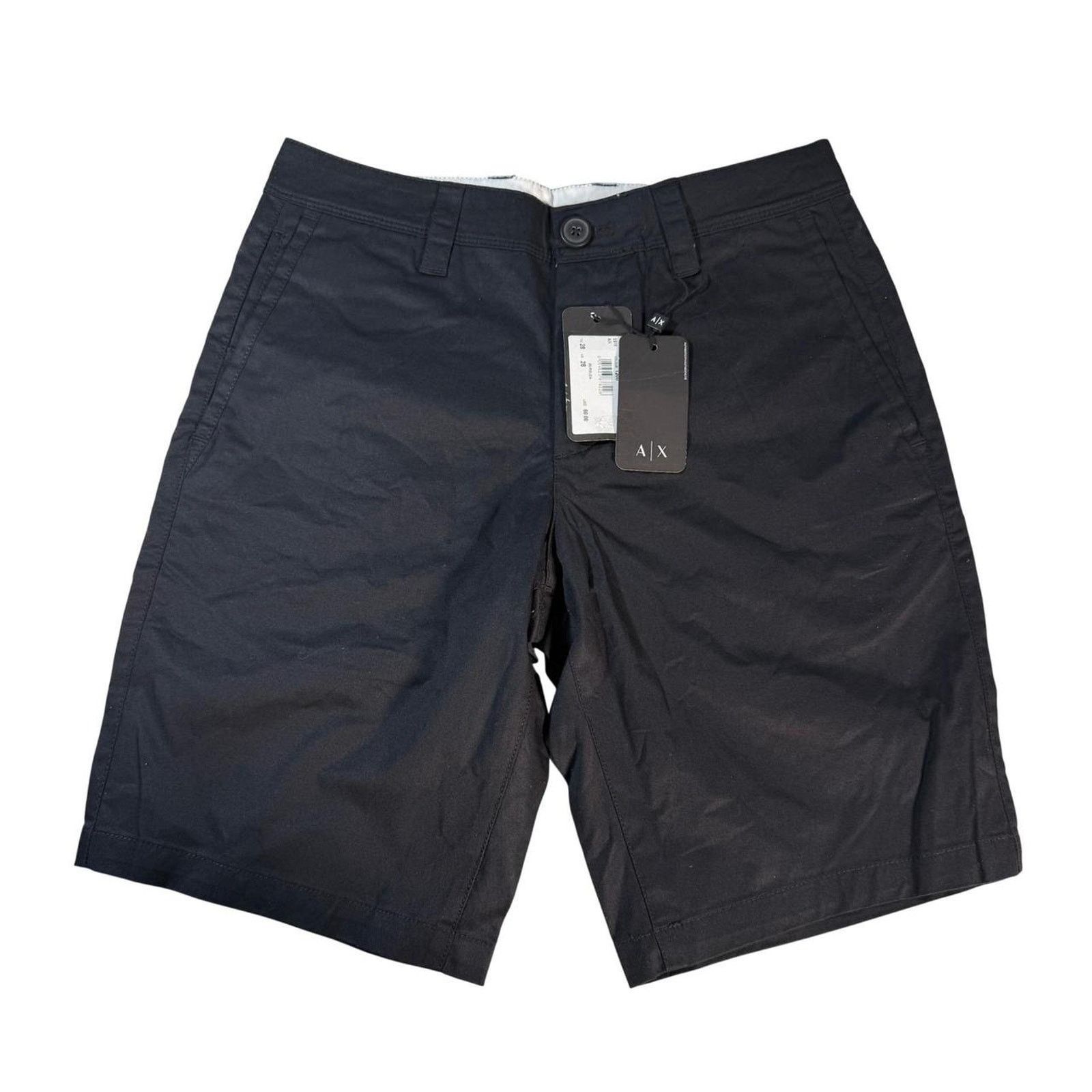 Armani Exchange ARMANI EXCHANGE Men Black Flat Front Chino Shorts Size 28 Size US 28 / EU 44 - 1 Thumbnail