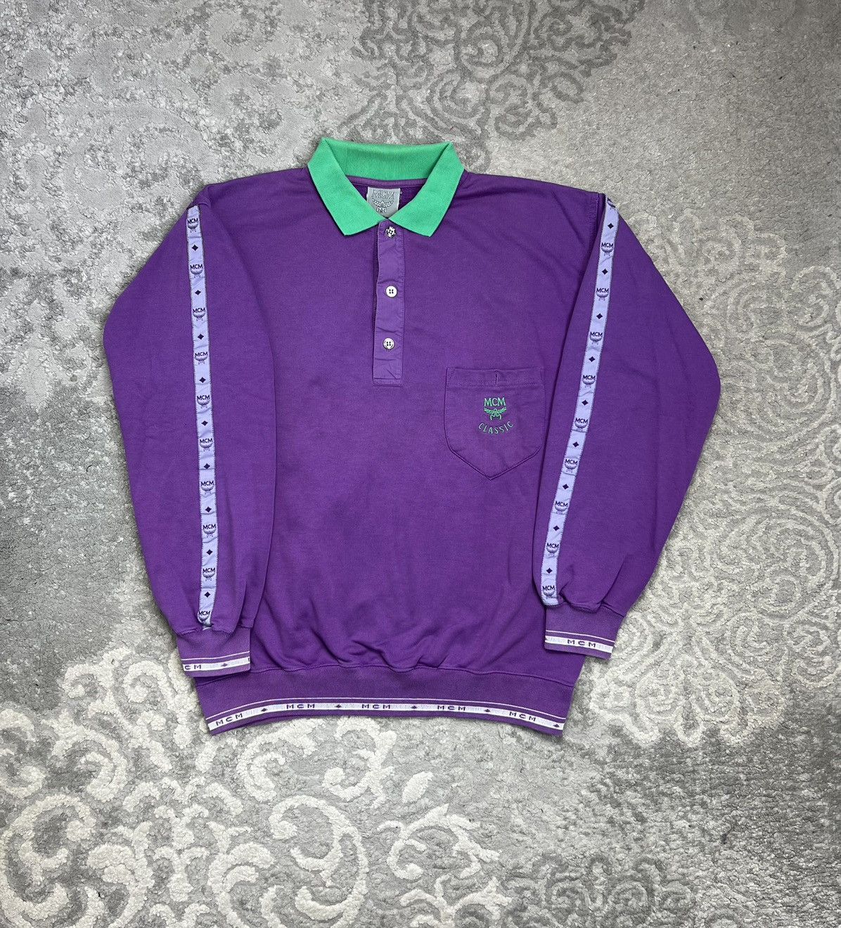 MCM Vintage 90's Multi Logo Lampas Polo sweatshirt