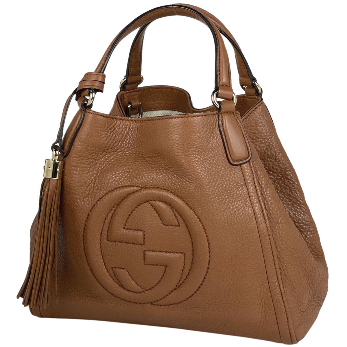 GUCCI FRINGE TASSEL LEATHER SHOULDER BAG