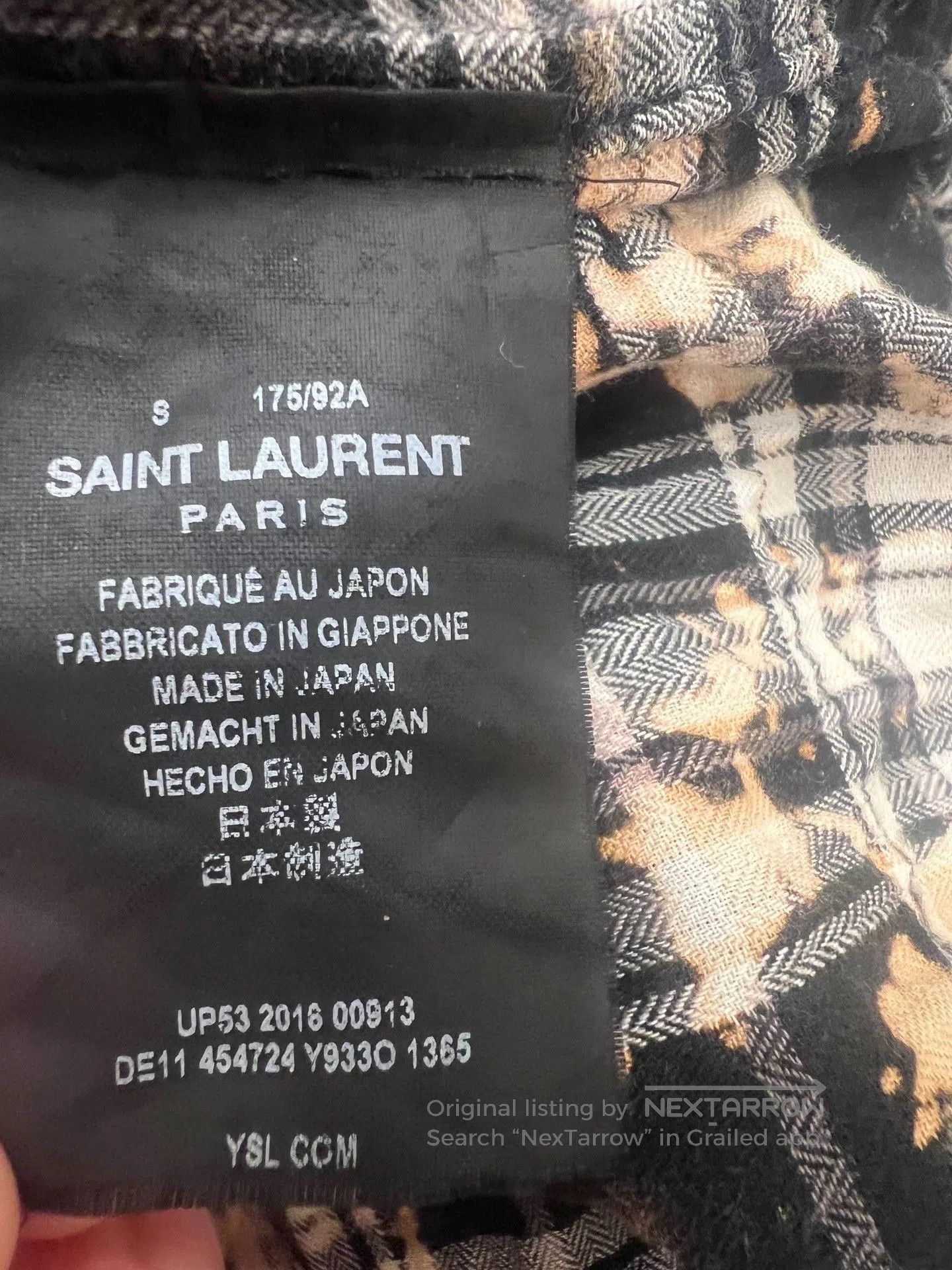 Hedi Slimane Saint Laurent Yellow Plaid Splatter Shirt. Size US S / EU 44-46 / 1 - 3 Thumbnail