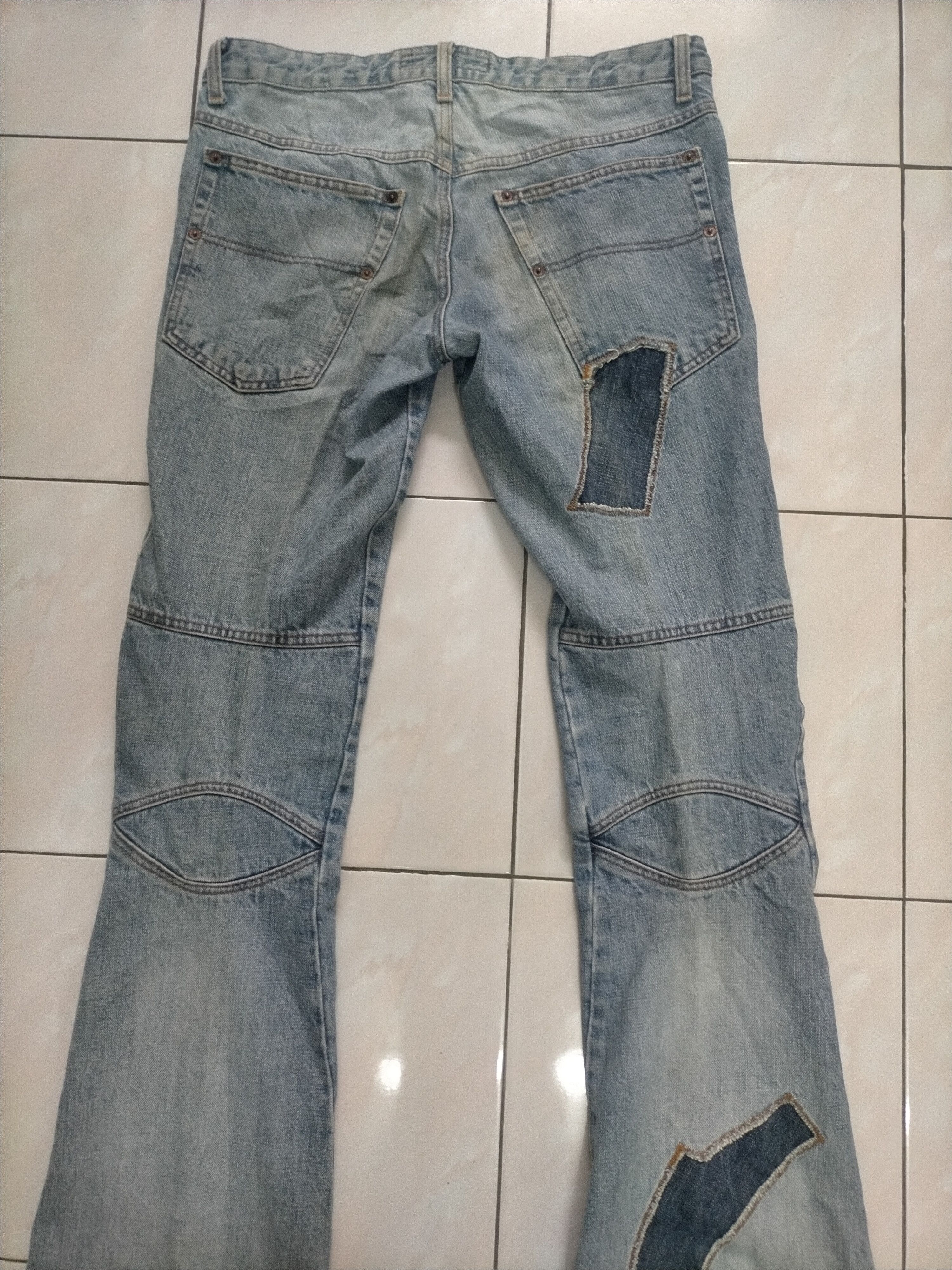 Andrew Mackenzie 🔥 Flare 🔥 AM Rips Distressed Patchwork Dirty Jeans Size US 34 / EU 50 - 2 Thumbnail