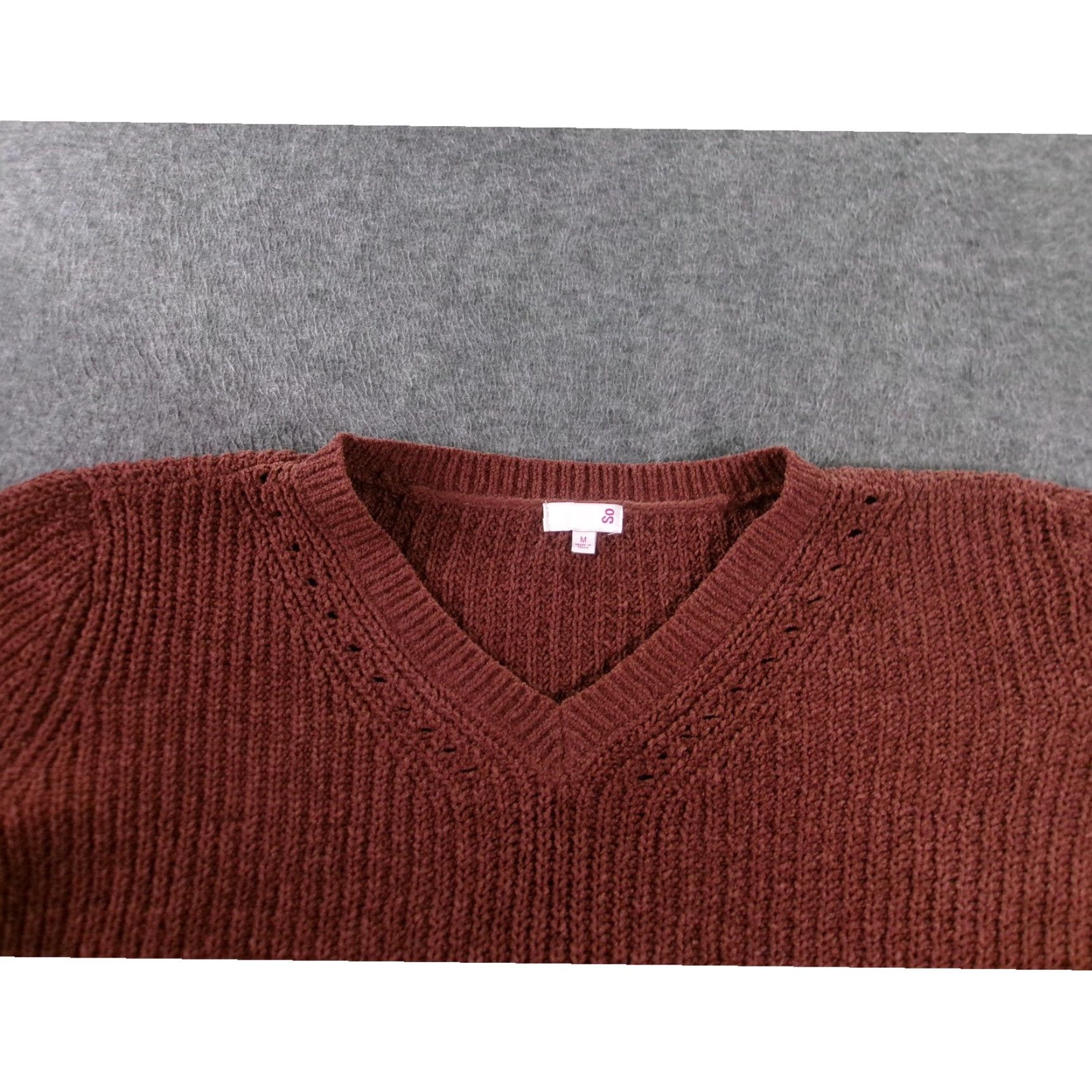 Vintage SO Sweater Womens Medium Rust Brown Oversized Ribbed Knit Cozy Lounge Size M / US 6-8 / IT 42-44 - 2 Thumbnail