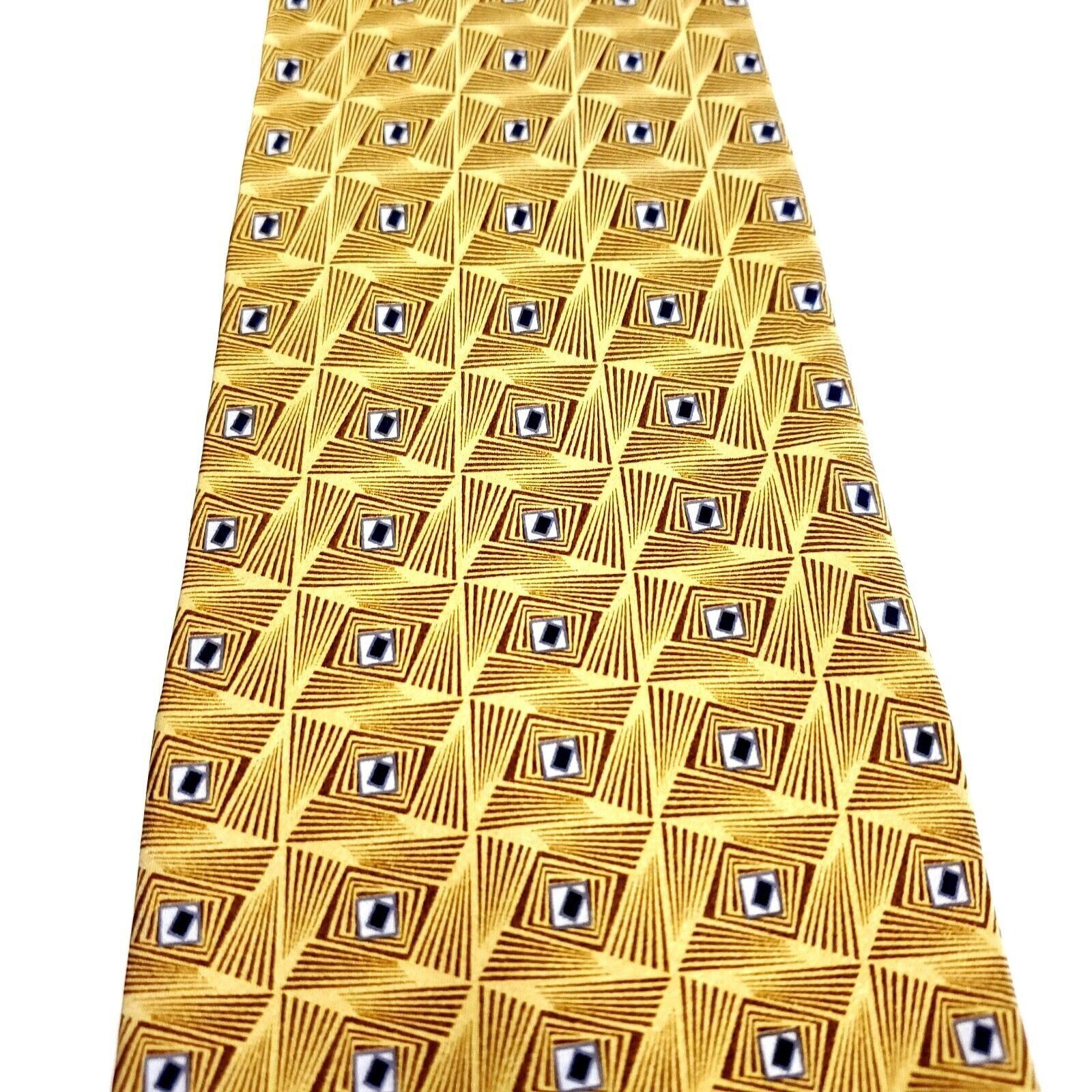 Stafford Stafford Yellow Silk Tie Woven Geometric Size ONE SIZE - 2 Thumbnail