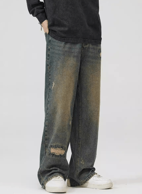 Japanese Brand × Jean Vintage washed distressed loose wide-leg ripped baggy jeans Size US 32 / EU 48 - 5 Thumbnail