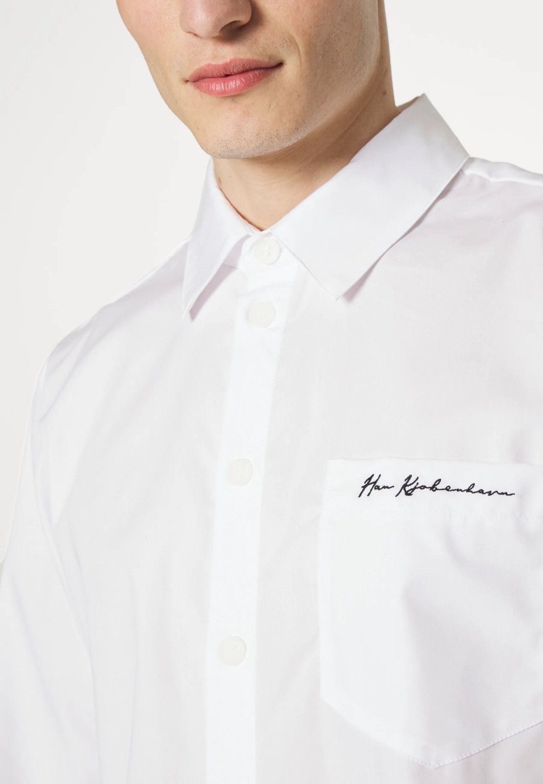Han Kjobenhavn !DS! FW22 Han Kjobenhavn Poplin Script Logo White Shirt Size US S / EU 44-46 / 1 - 7 Thumbnail