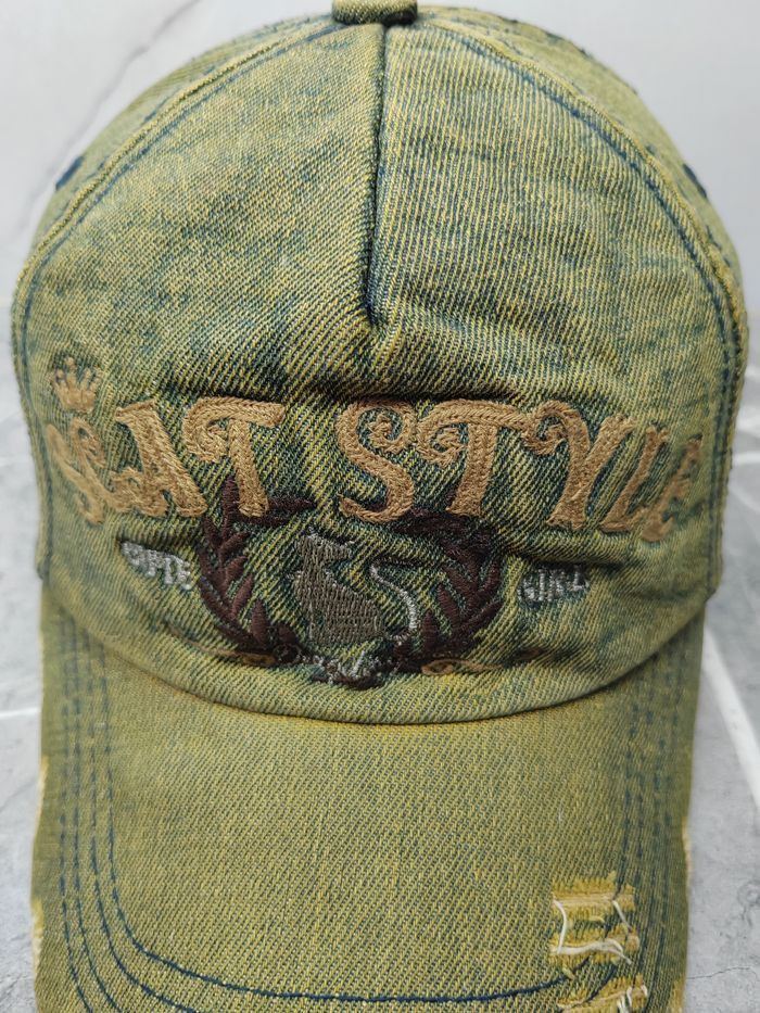Vintage Vintage Seat Style Denim Distressed Style Cap Hat Size ONE SIZE - 3 Thumbnail