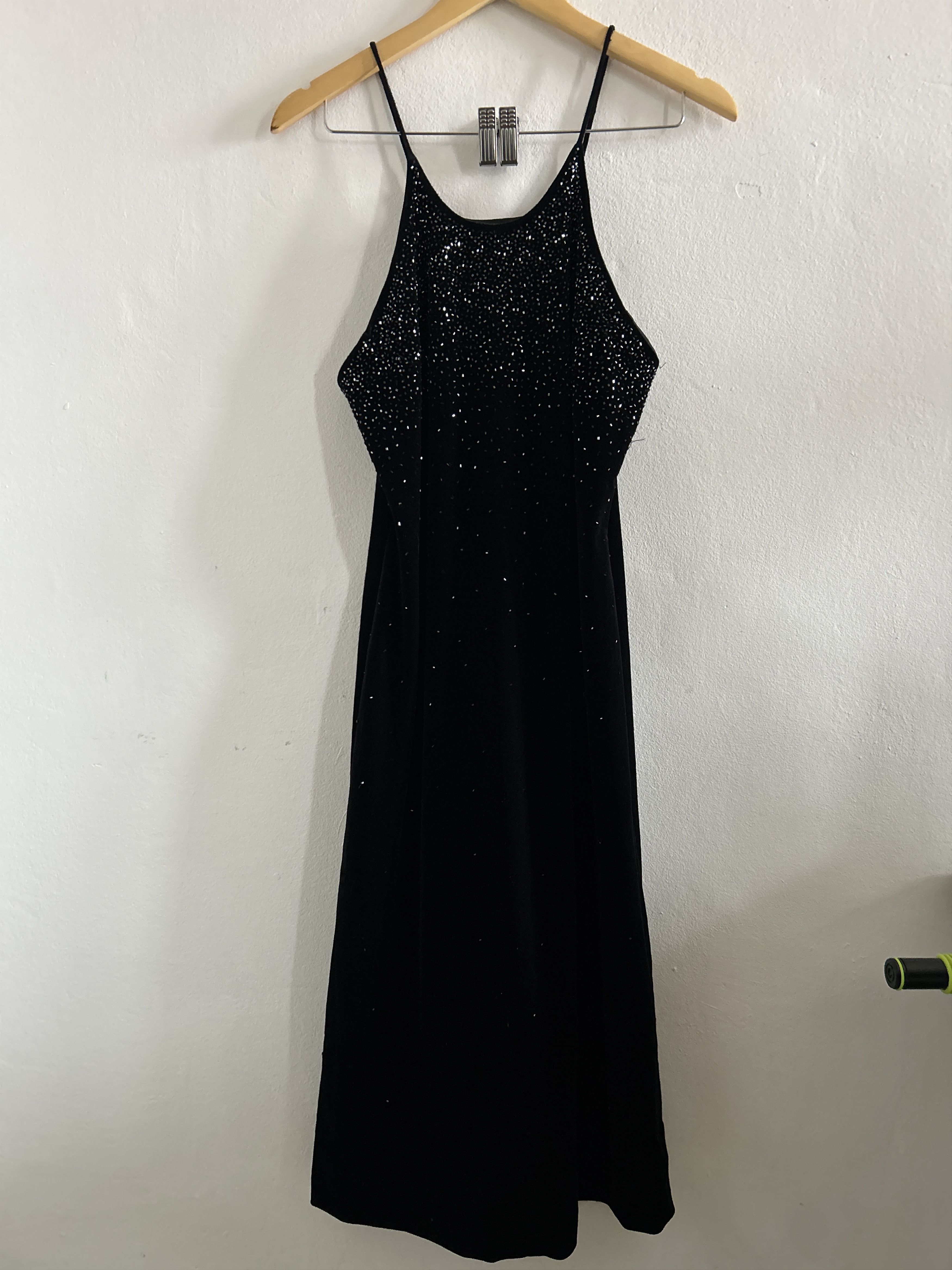 Vintage Vintage 90s Black Velvet Halter Dress Size L / US 10 / IT 46 - 9 Thumbnail