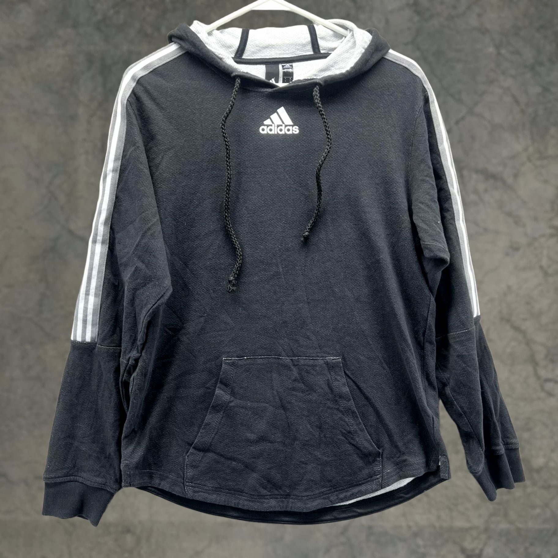Adidas Adidas Sweater Men Small Trefoil Black Gray Hooded Melange Sweatshirt Drawstring Size US S / EU 44-46 / 1 - 1 Thumbnail
