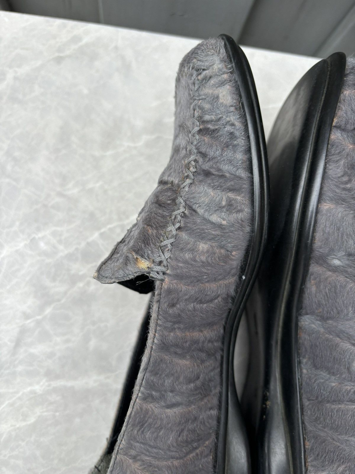 Prada × Vintage 1990s Prada Pony Hair Loafers Vintage Square Toe Fur Womens Size US 7 / IT 37 - 13 Thumbnail