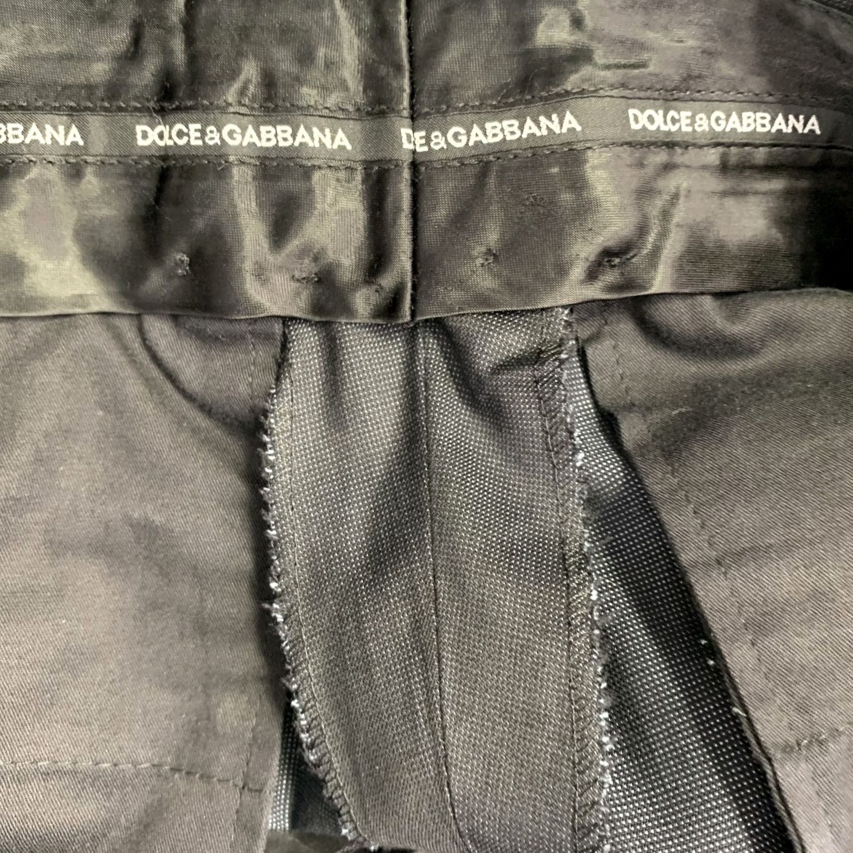 Dolce & Gabbana DOLCE & GABBANA Size 30 Black Navy Dots Virgin Wool Silk Tapered Dress Pants Size US 30 / EU 46 - 4 Thumbnail