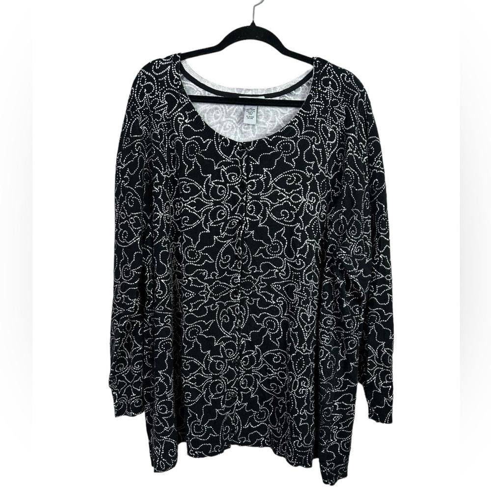 Designer Catherines l NWT Black White Cotton Cardigan Sweater 4X Size M / US 6-8 / IT 42-44 - 1 Thumbnail