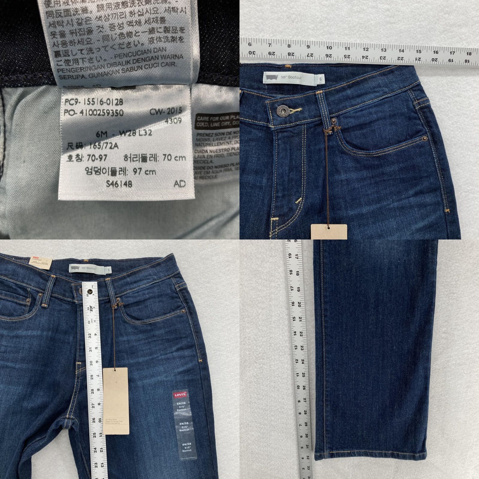 Levi's VINTAGE? No. Levi's 515 Jeans Womens 6 Bootcut Dark Blue Mid Rise Stretch Western Cowgirl Size 28" / US 6 / IT 42 - 8 Thumbnail