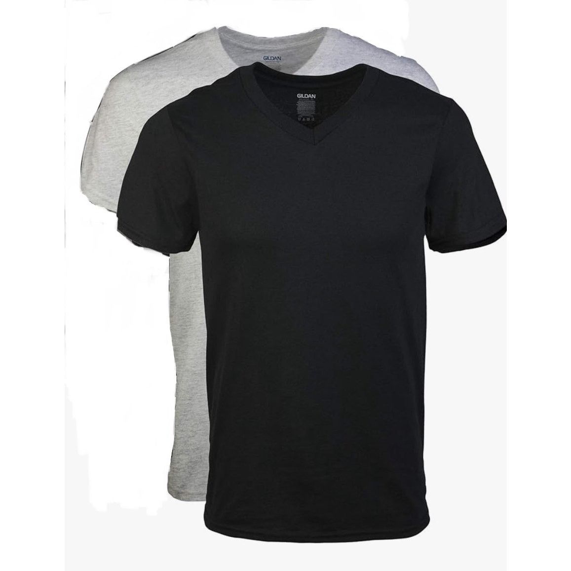 Gildan V-Neck T-Shirts Tagless Grey/black (38-40) Moisture wicking Size US M / EU 48-50 / 2 - 1 Thumbnail