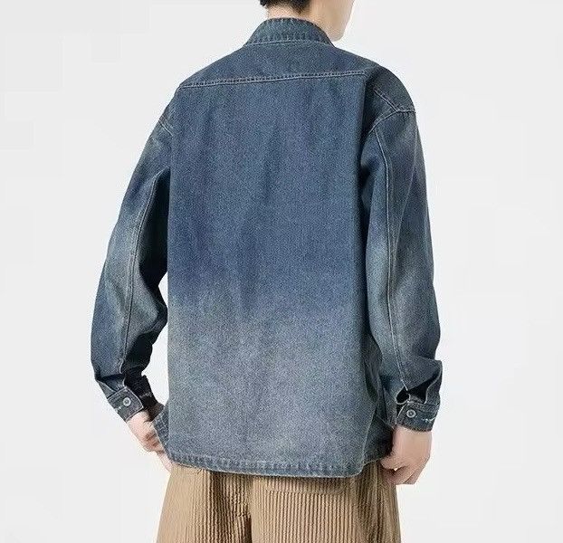 Japanese Brand Lapel Collar Button Mandarin Denim Jacket Size US XXL / EU 58 / 5 - 2 Thumbnail
