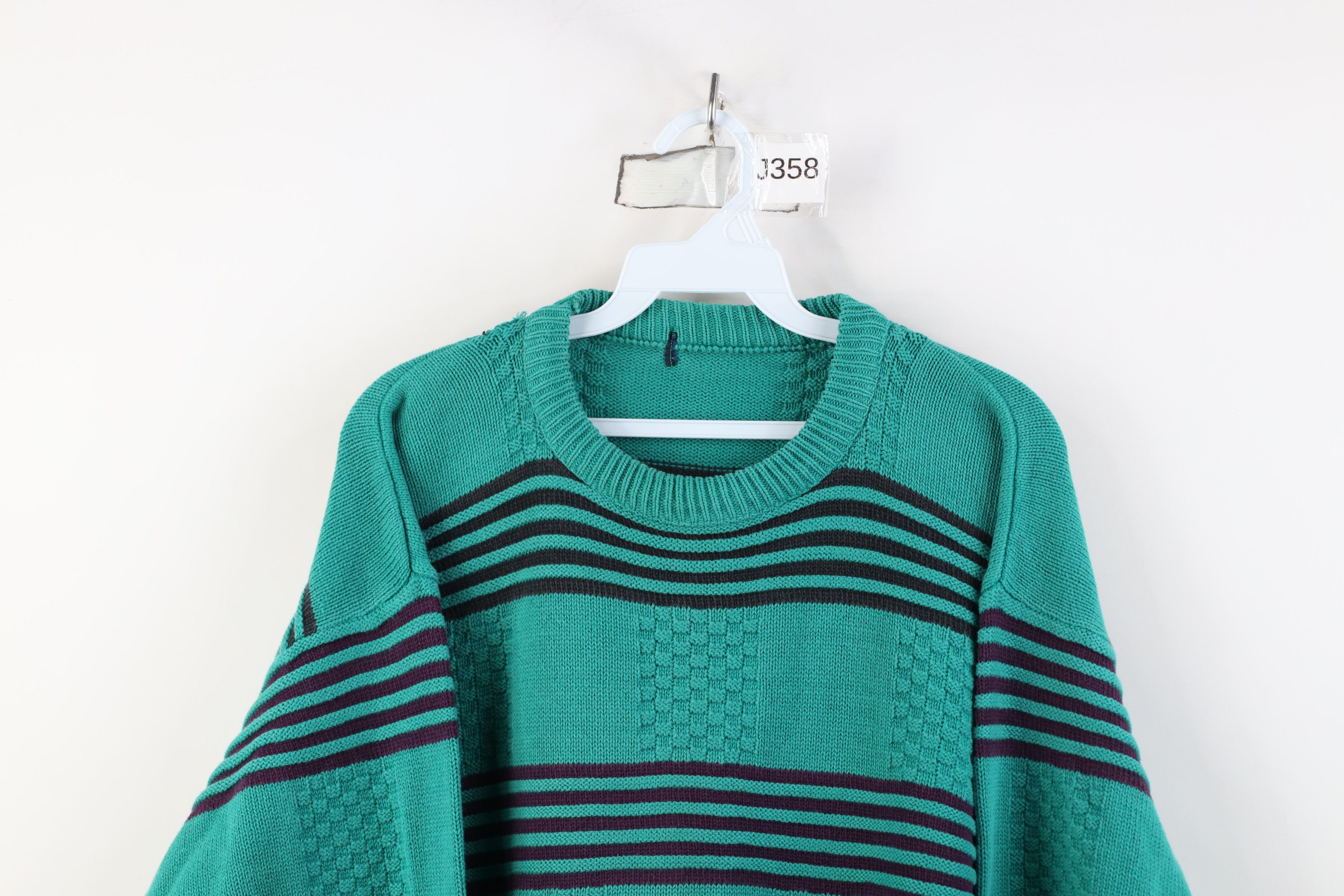 Vintage Vintage 90s Streetwear Checkered Striped Ribbed Knit Sweater Size US L / EU 52-54 / 3 - 2 Thumbnail