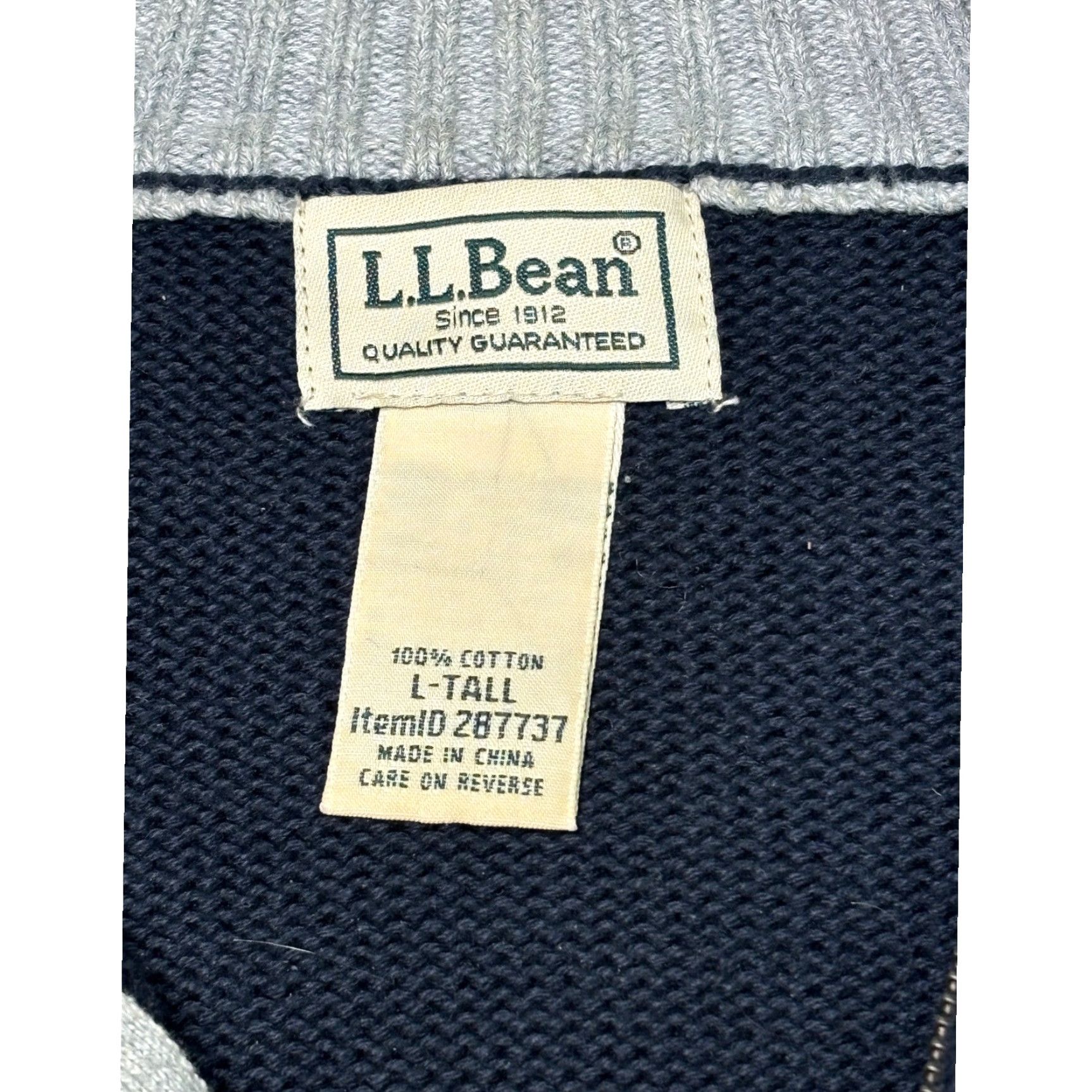 Vintage LL Bean L-Tall 1/4 Zip Sweater Navy Blue Knit Pullover Mens Size US L / EU 52-54 / 3 - 3 Thumbnail