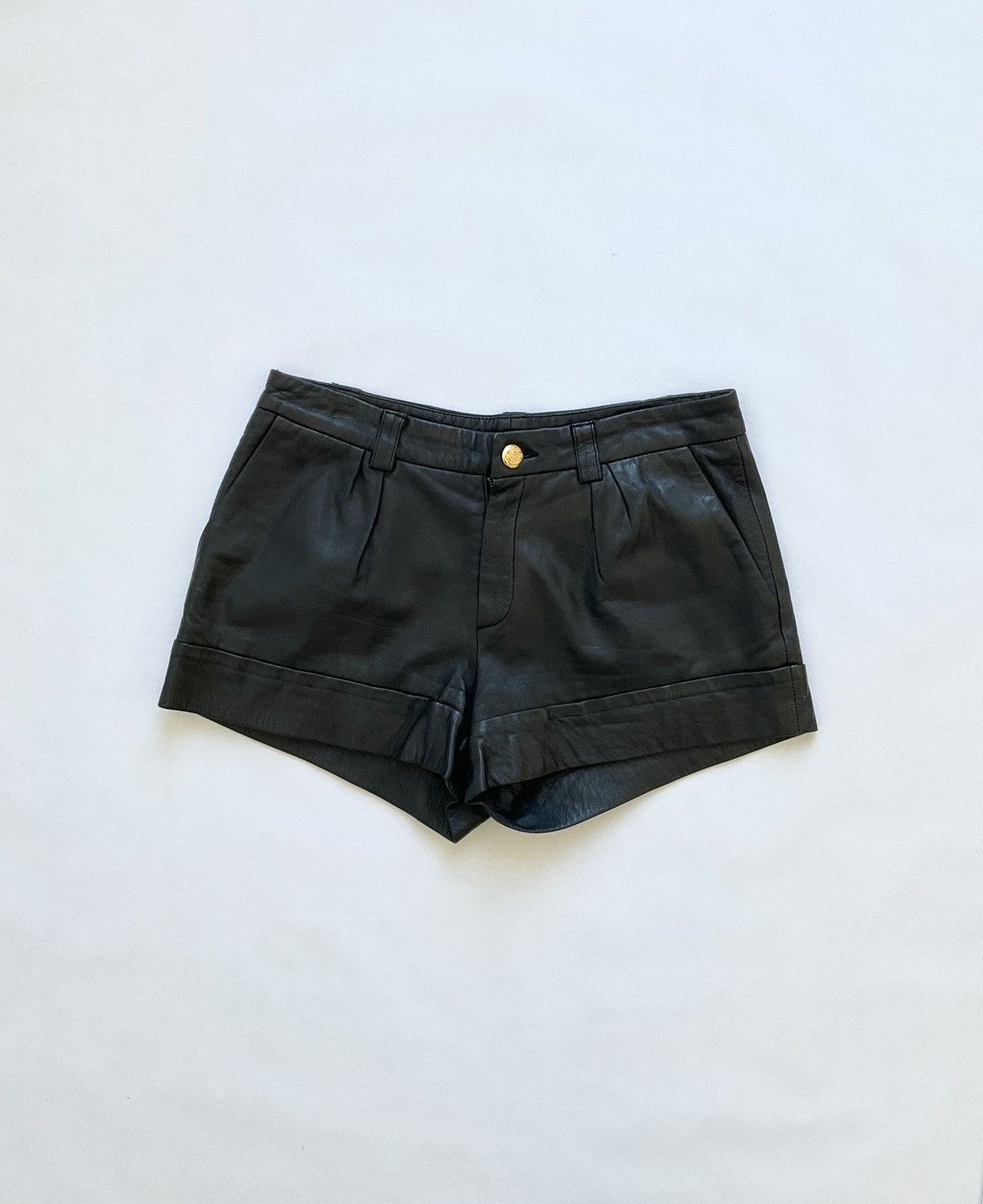Vintage Black leather shorts with Size 28" / US 6 / IT 42 - 1 Thumbnail