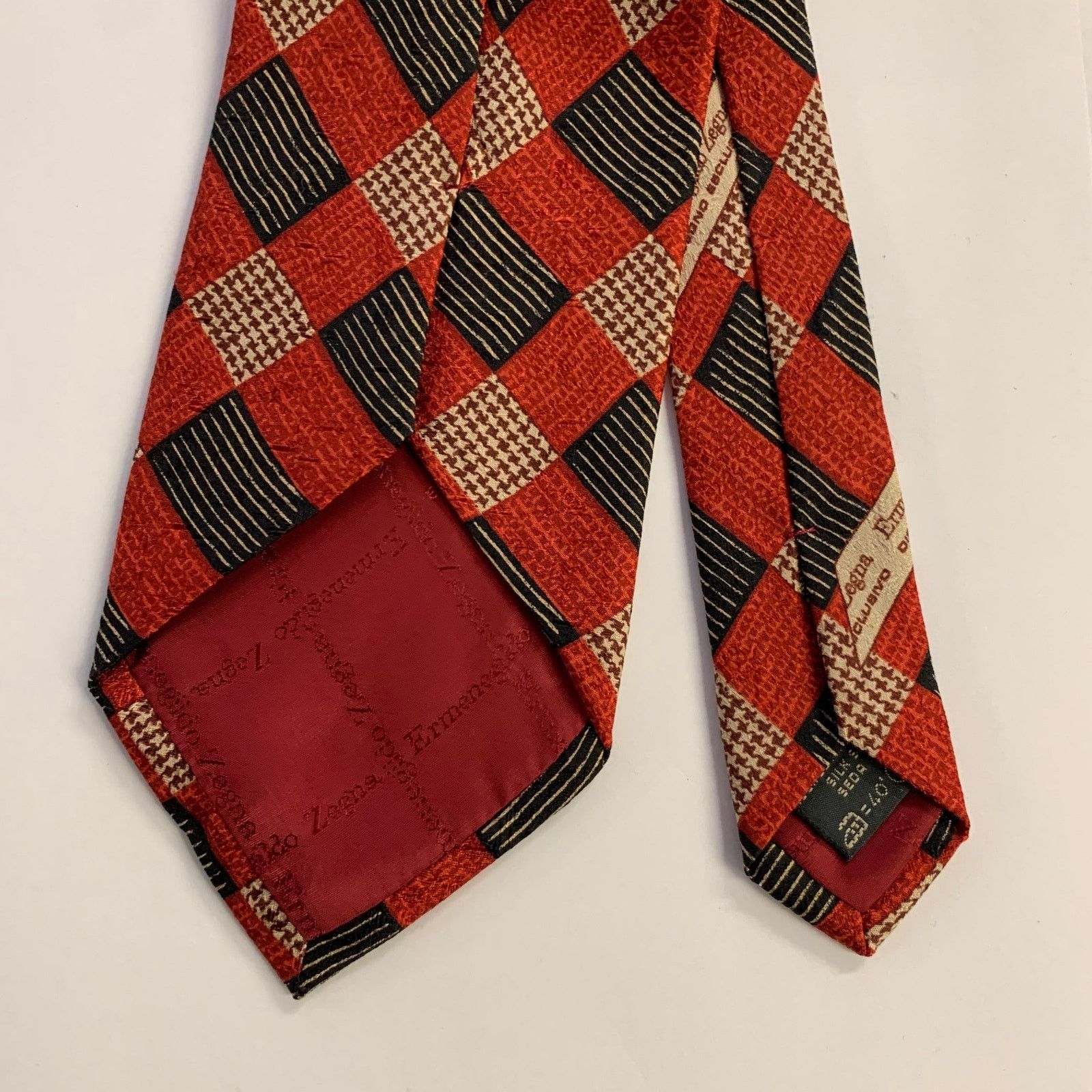 Ermenegildo Zegna ERMENEGILDO ZEGNA One Size Red Black Silk Tie Size ONE SIZE - 2 Thumbnail