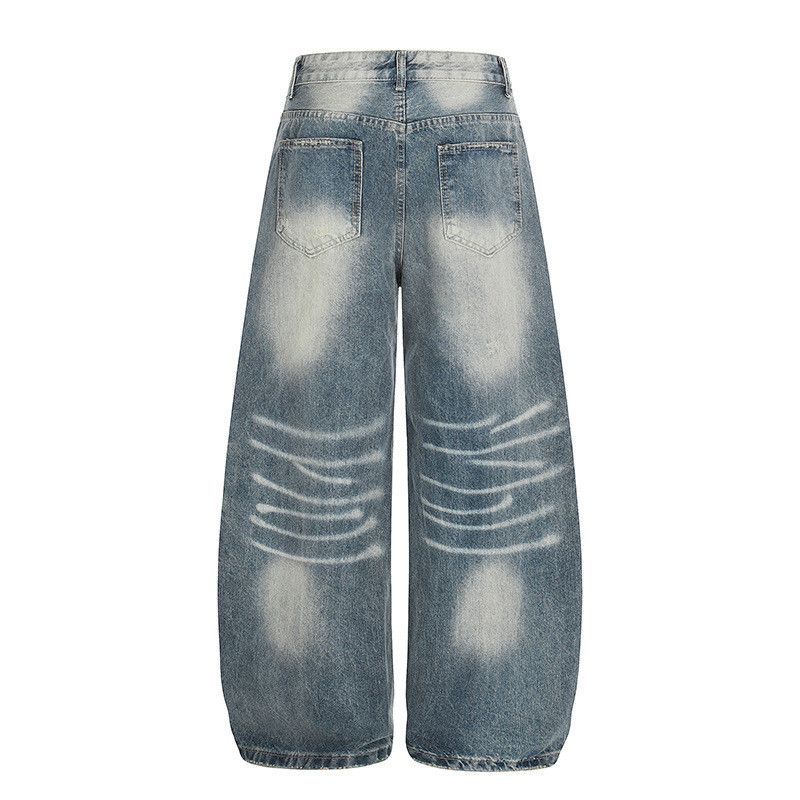 Vintage American retro washed distressed wide-leg loose ripped jeans Size US 32 / EU 48 - 2 Thumbnail