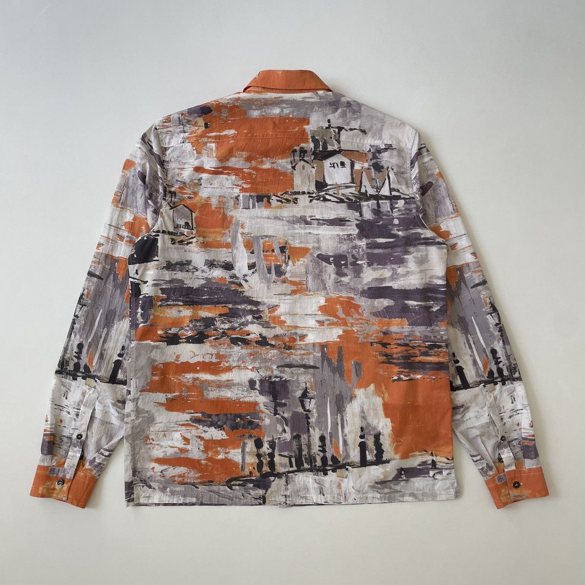 Prada A/W 17 Orange ‘Village’ Print Cotton Shirt Size US M / EU 48-50 / 2 - 14 Thumbnail