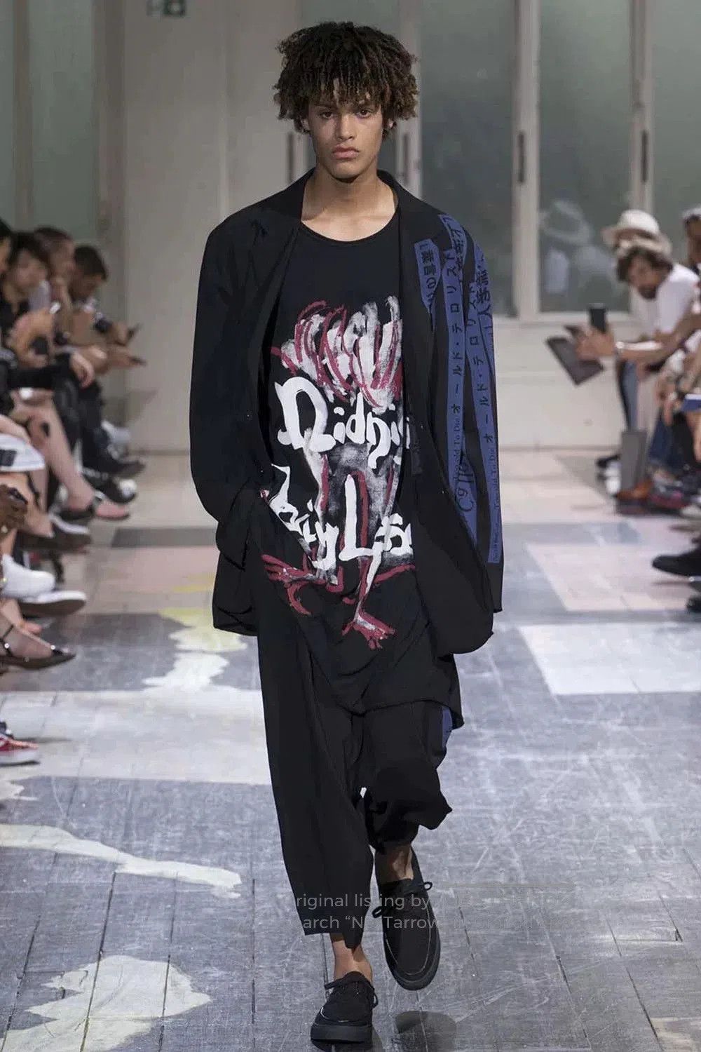 Yohji Yamamoto Yohji Yamamoto Blue Character Wide-Leg Trousers. Size US 30 / EU 46 - 7 Thumbnail