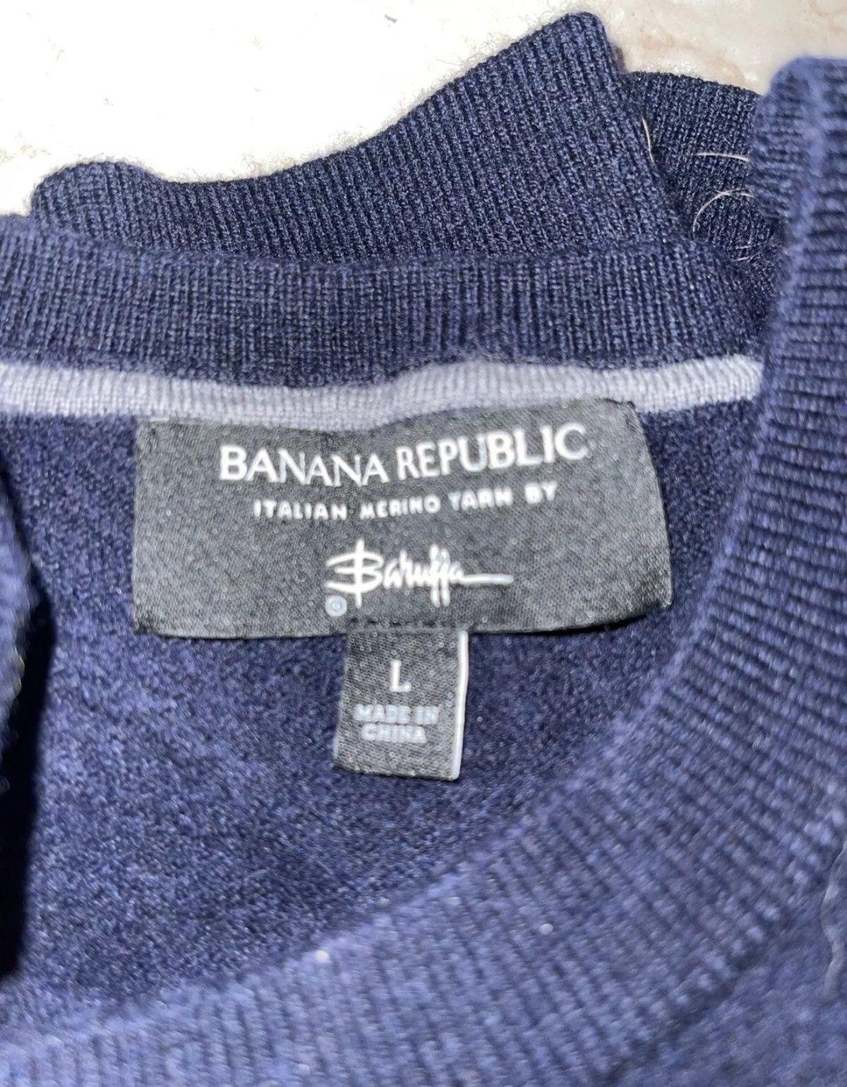 Banana Republic × Brooks Brothers × J.Crew Banana Republic Navy Blue Italian Merino Wool Sweater Large Size US L / EU 52-54 / 3 - 3 Thumbnail