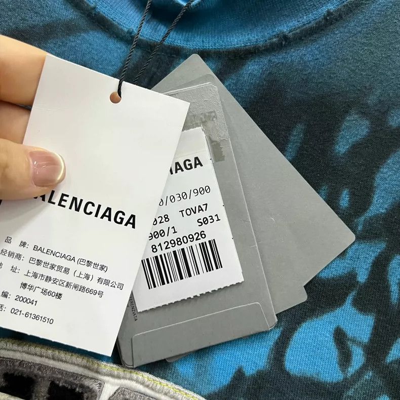 Balenciaga Balenciaga Blue Graffiti Logo Short Sleeve Size US S / EU 44-46 / 1 - 5 Thumbnail
