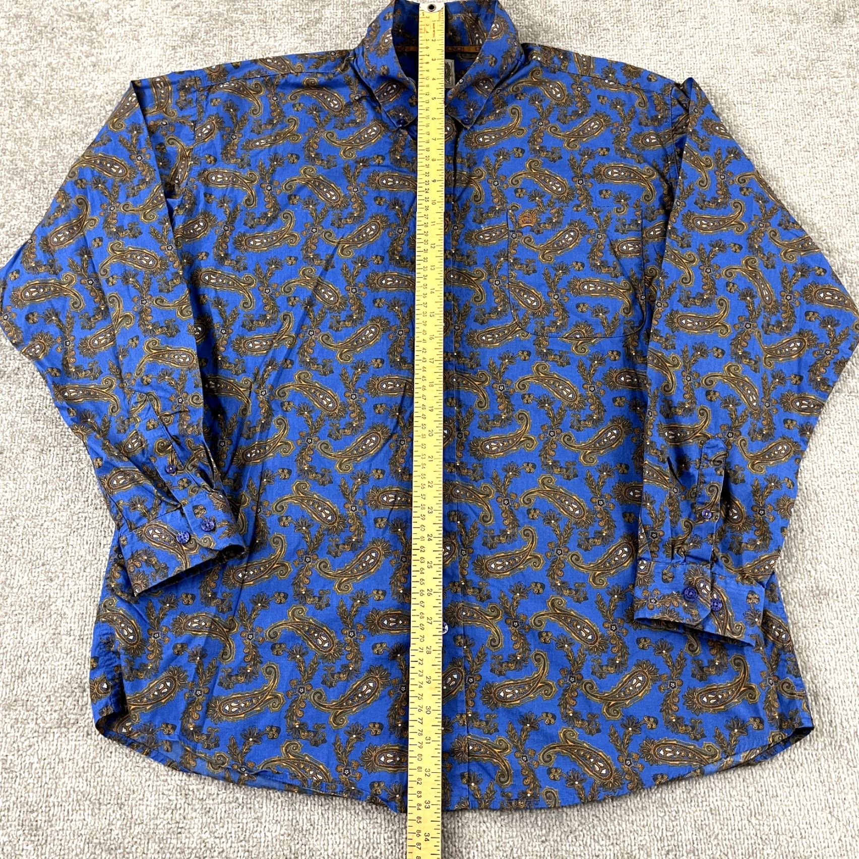 Vintage CINCH Shirt Mens Large Blue Paisley Western Wear Cowboy Button Down Long Sleeve Size US L / EU 52-54 / 3 - 5 Thumbnail