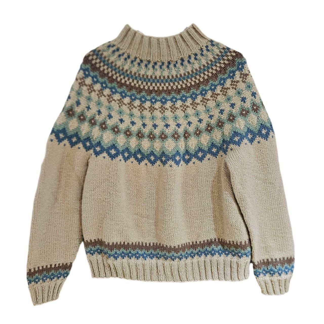 Other vintage cottagecore beige fair isle hand knit sweater Size L / US 10 / IT 46 - 1 Thumbnail