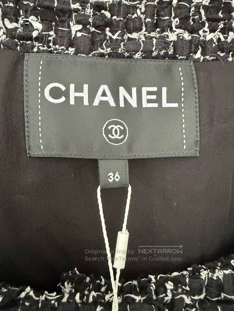 Chanel Chanel Black and white checkered round-neck tweed jacket Size XS / US 0-2 / IT 36-38 - 3 Thumbnail
