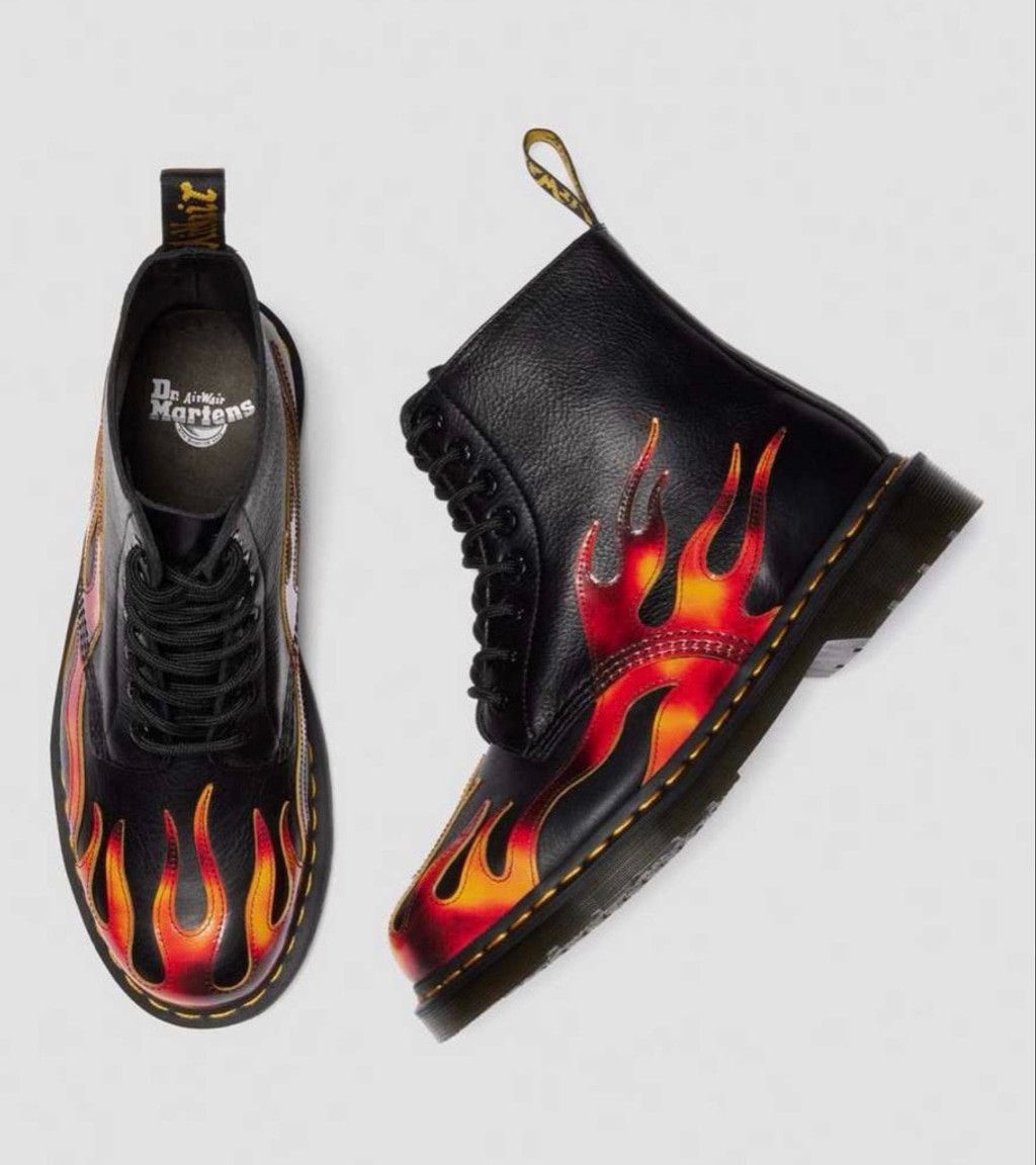 Dr. Martens Dr. Martens 1460 Pascal Flame Boots Black Red US 8 Size US 8 / IT 38 - 4 Thumbnail