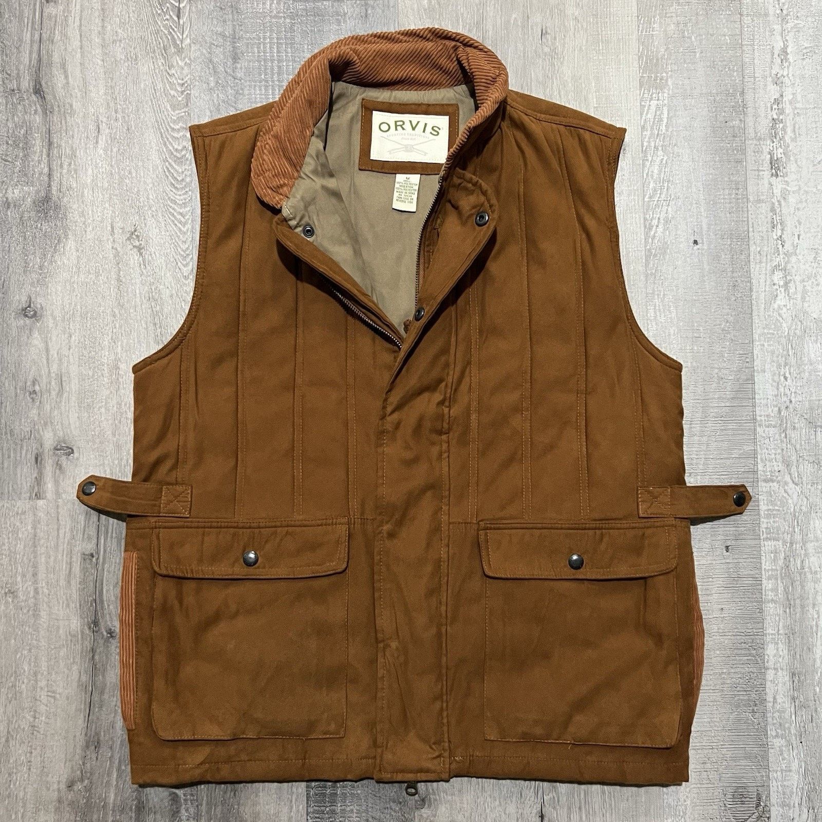 Orvis Orvis Vest Faux Suede Polyester Men M Brown Corduroy Trim Size US M / EU 48-50 / 2 - 1 Thumbnail