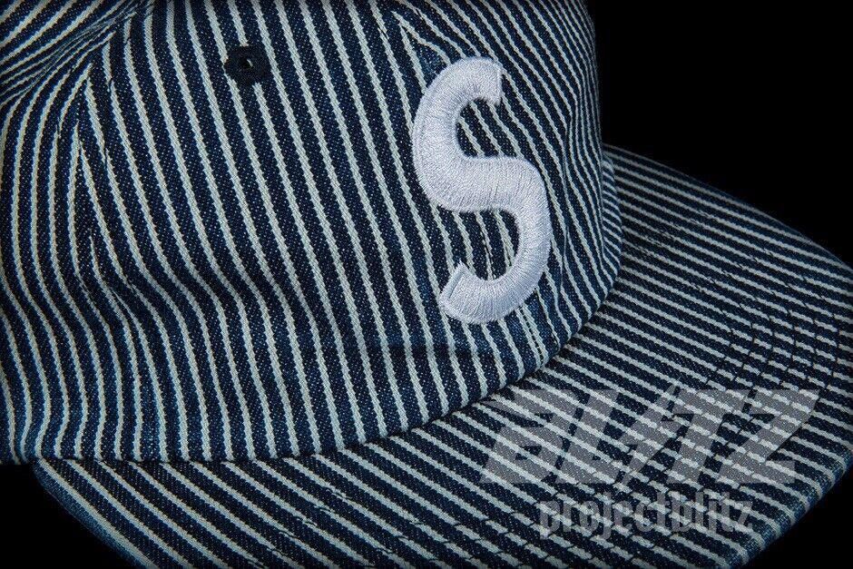 Supreme SS17 SUPREME WASHED DENIM S LOGO 6 PANEL CAP HAT BLUE STRIPE Size ONE SIZE - 3 Thumbnail