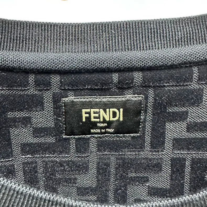 Fendi Fendi Black Velvet Logo Embossed Printed Jacquard Short Sl Size US XXL / EU 58 / 5 - 3 Thumbnail