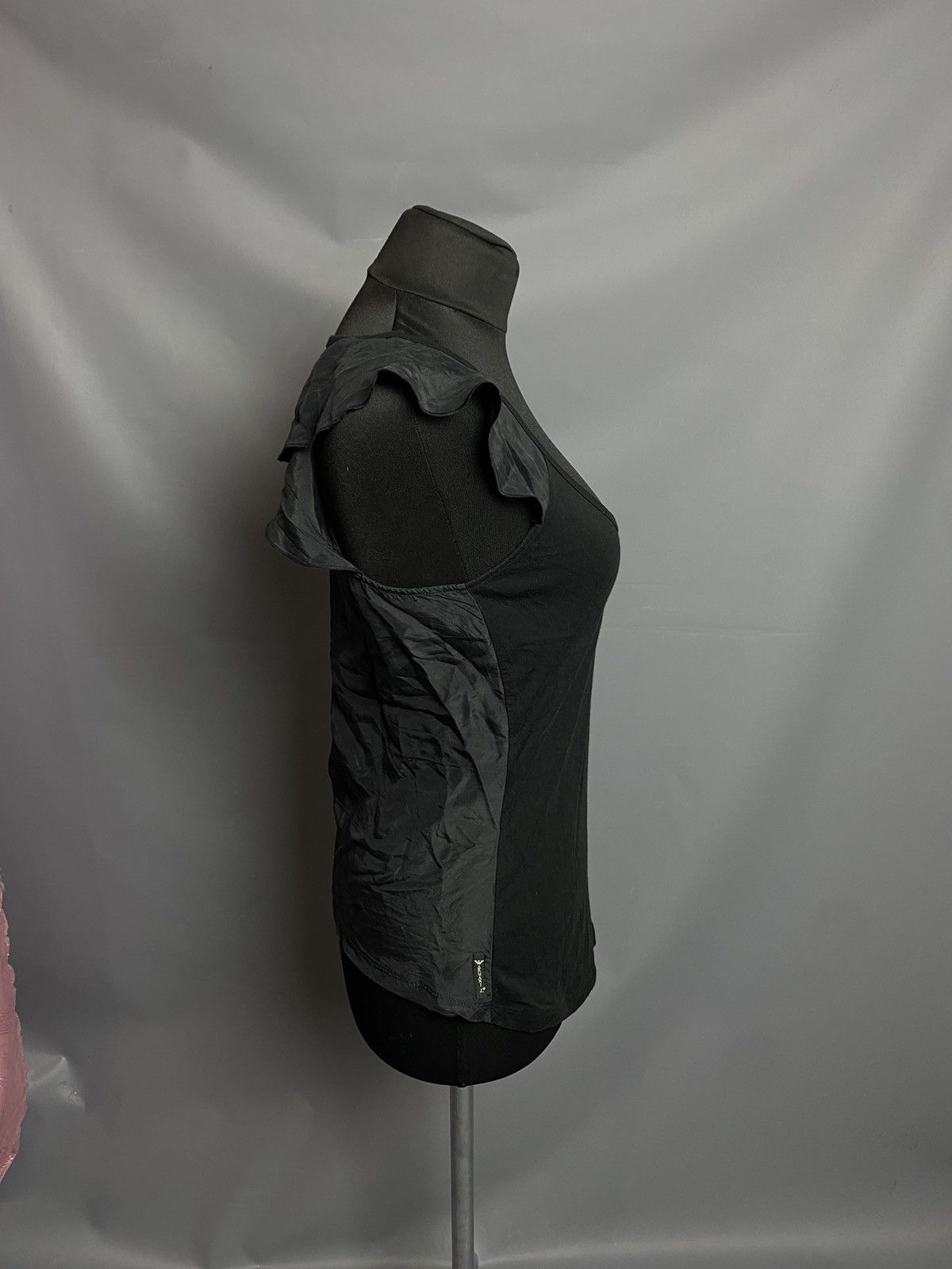 Armani Armani Jeans Black Mixed-Fabric Top XS Modal Front Silk Back Size XS / US 0-2 / IT 36-38 - 2 Thumbnail
